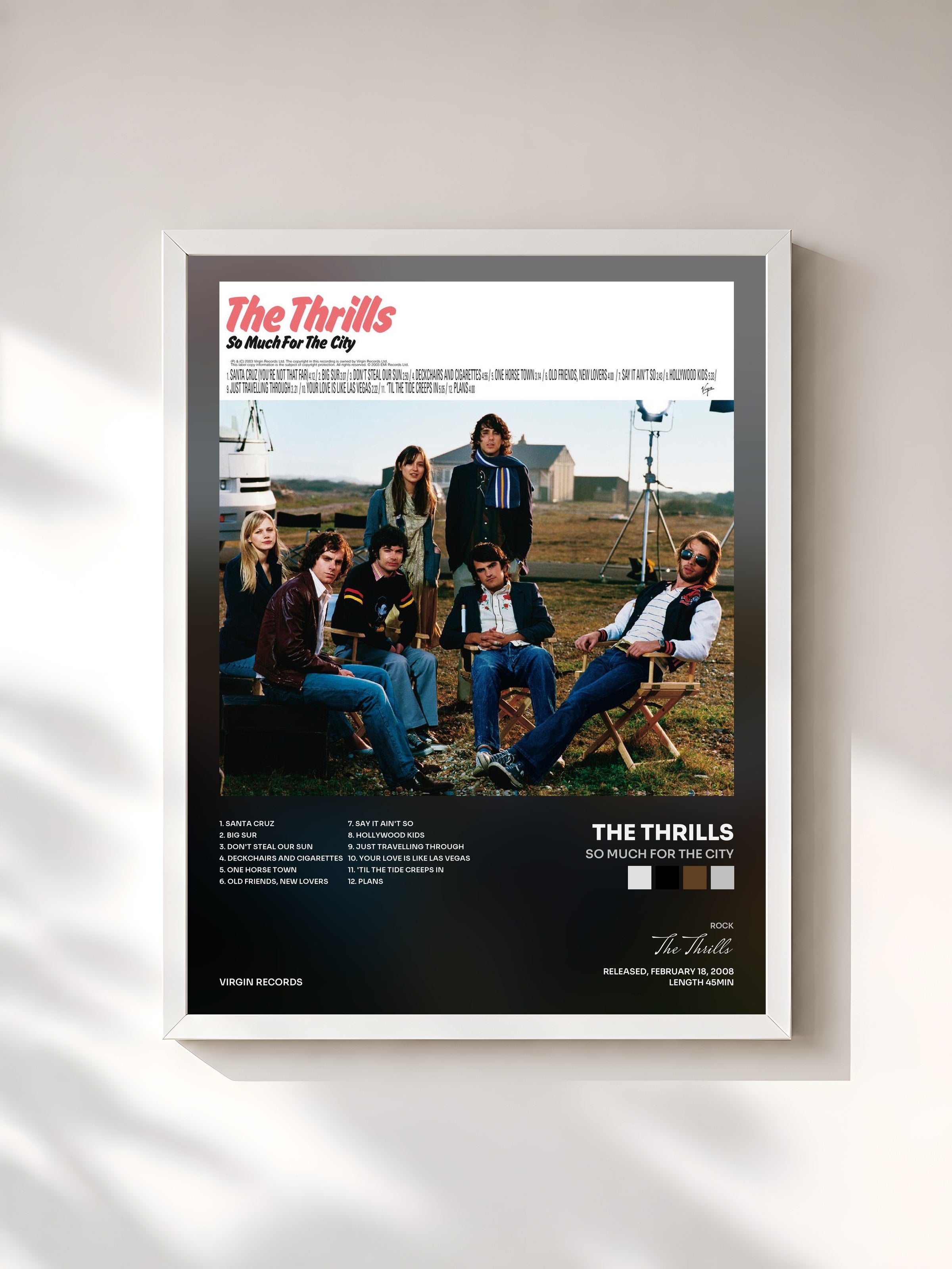 #blanc Tableau de l'album So Much For The City de The Thrills, cadre blanc, imprimé et encadré en France