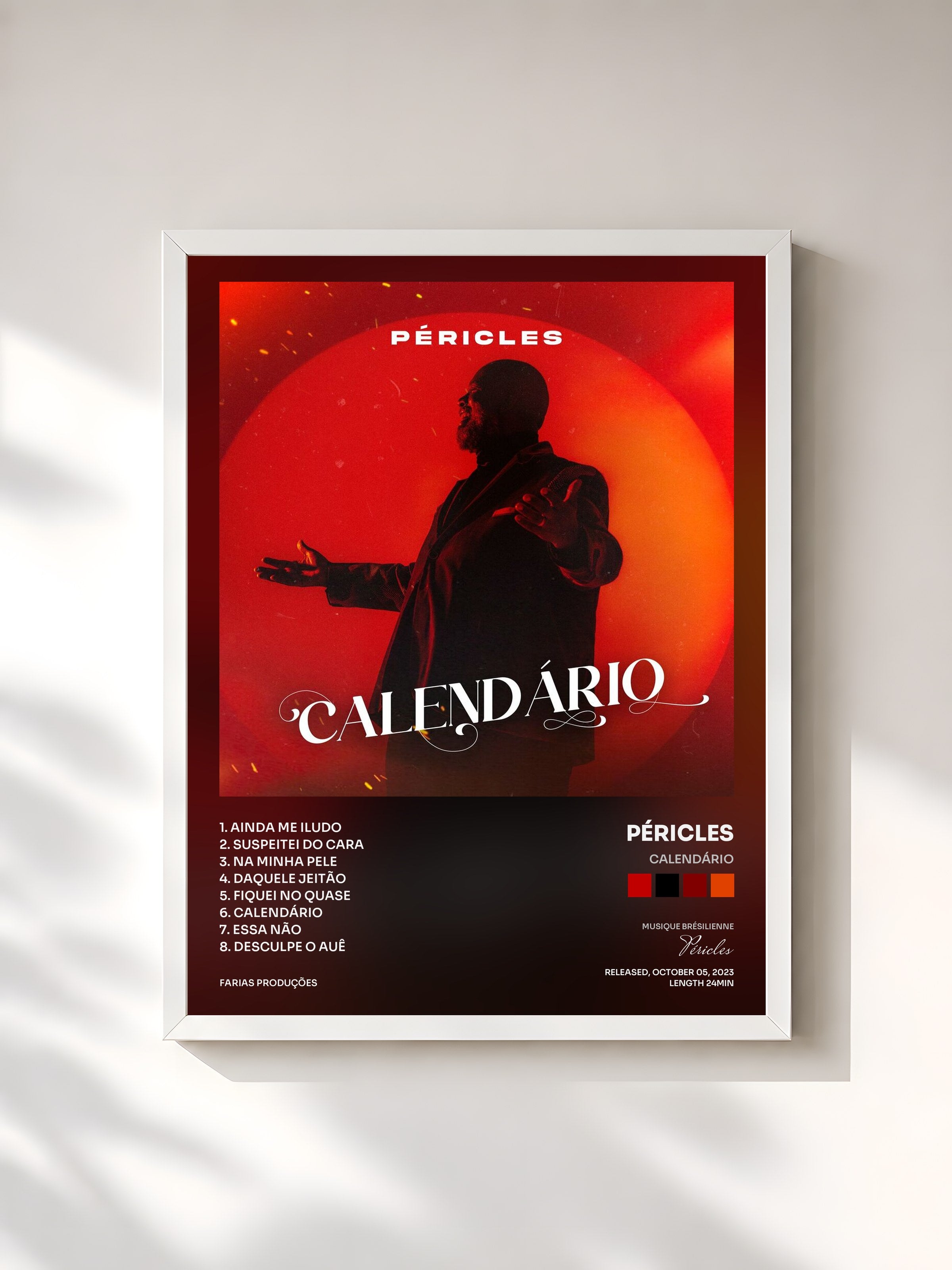#blanc Tableau de l'album Calendário de Péricles, cadre blanc, imprimé et encadré en France