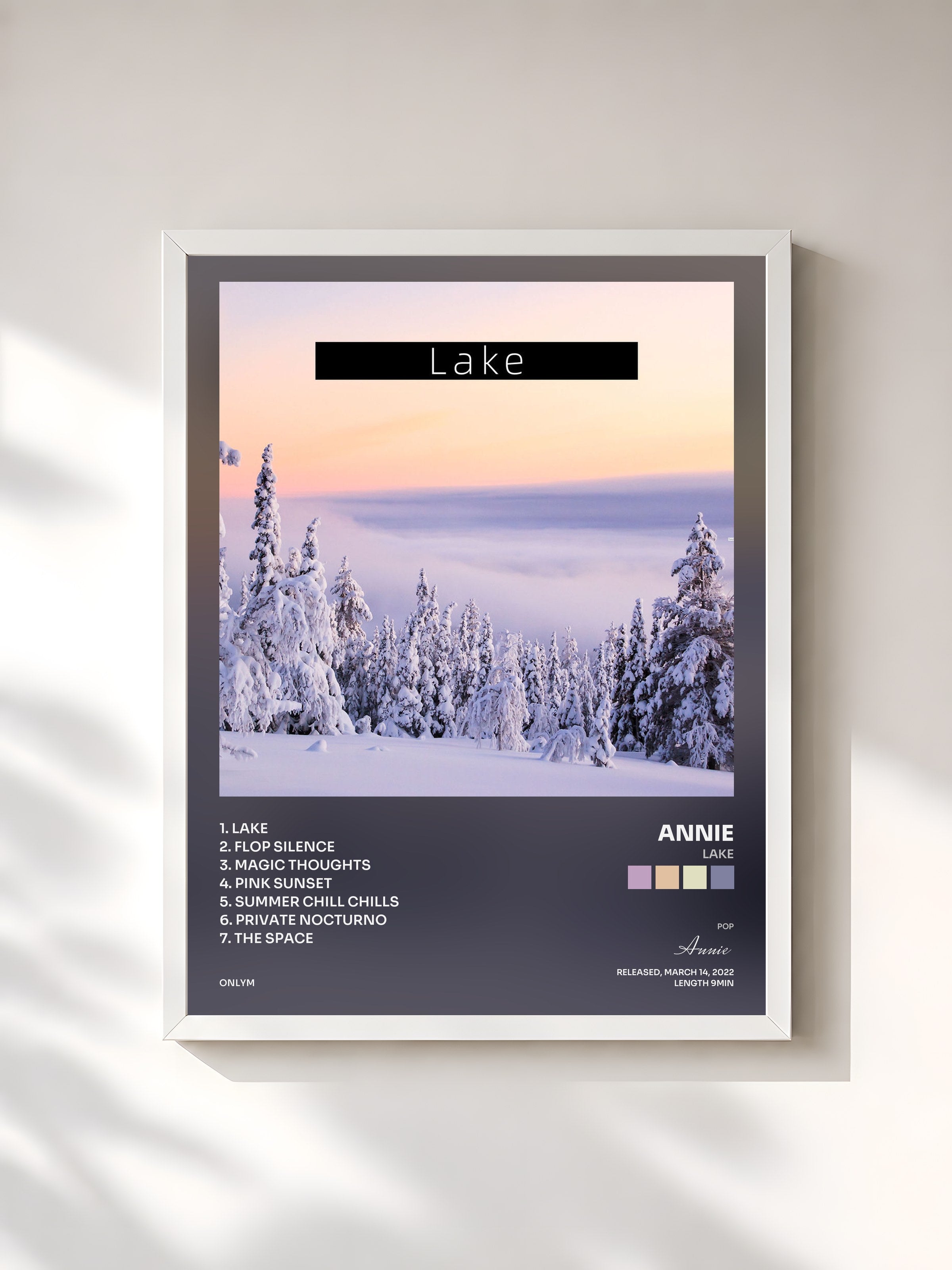 #blanc Tableau de l'album Lake de Annie, cadre blanc, imprimé et encadré en France