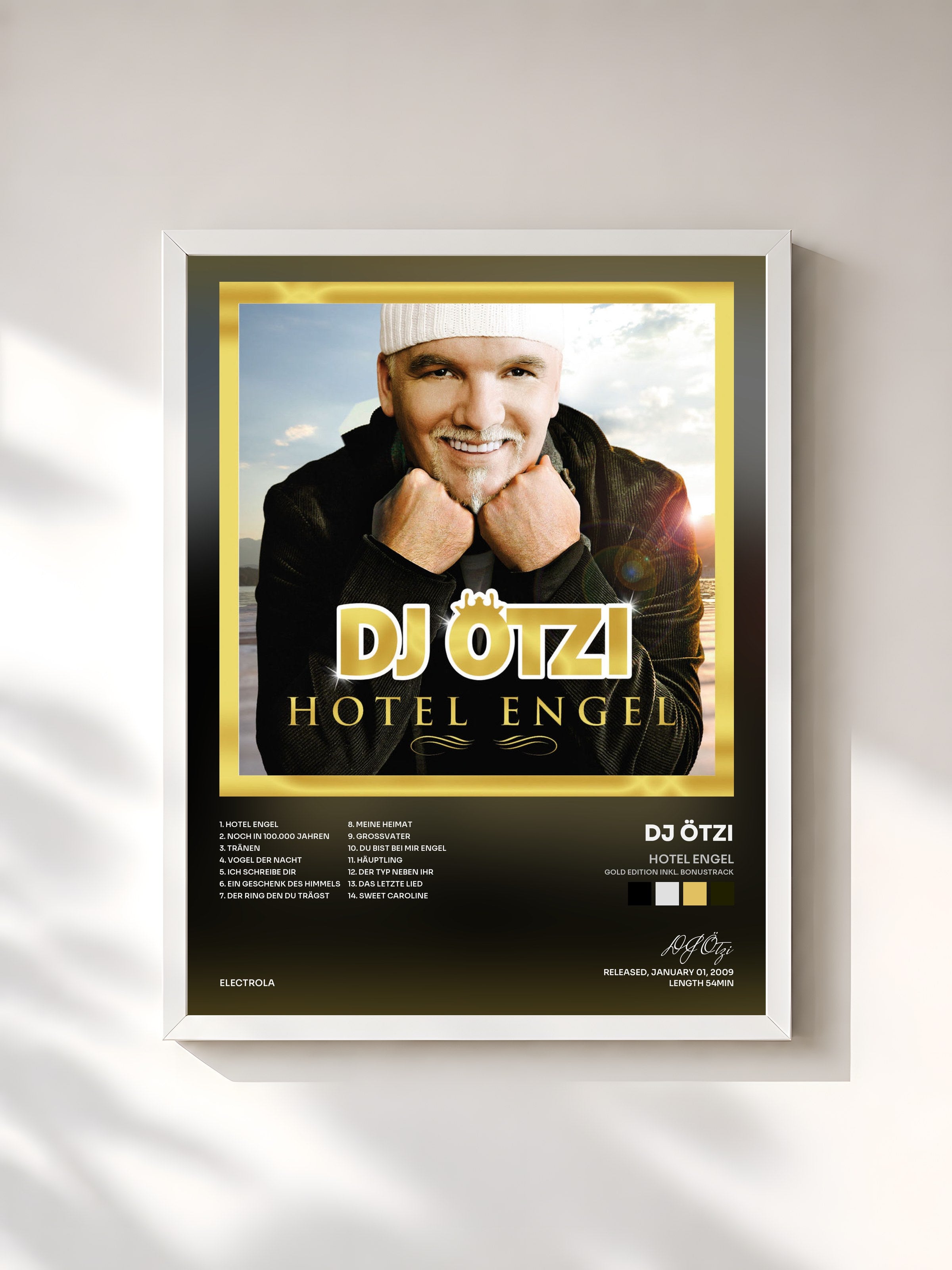#blanc Tableau de l'album Hotel Engel (Gold Edition inkl. Bonustrack) de DJ Ötzi, cadre blanc, imprimé et encadré en France