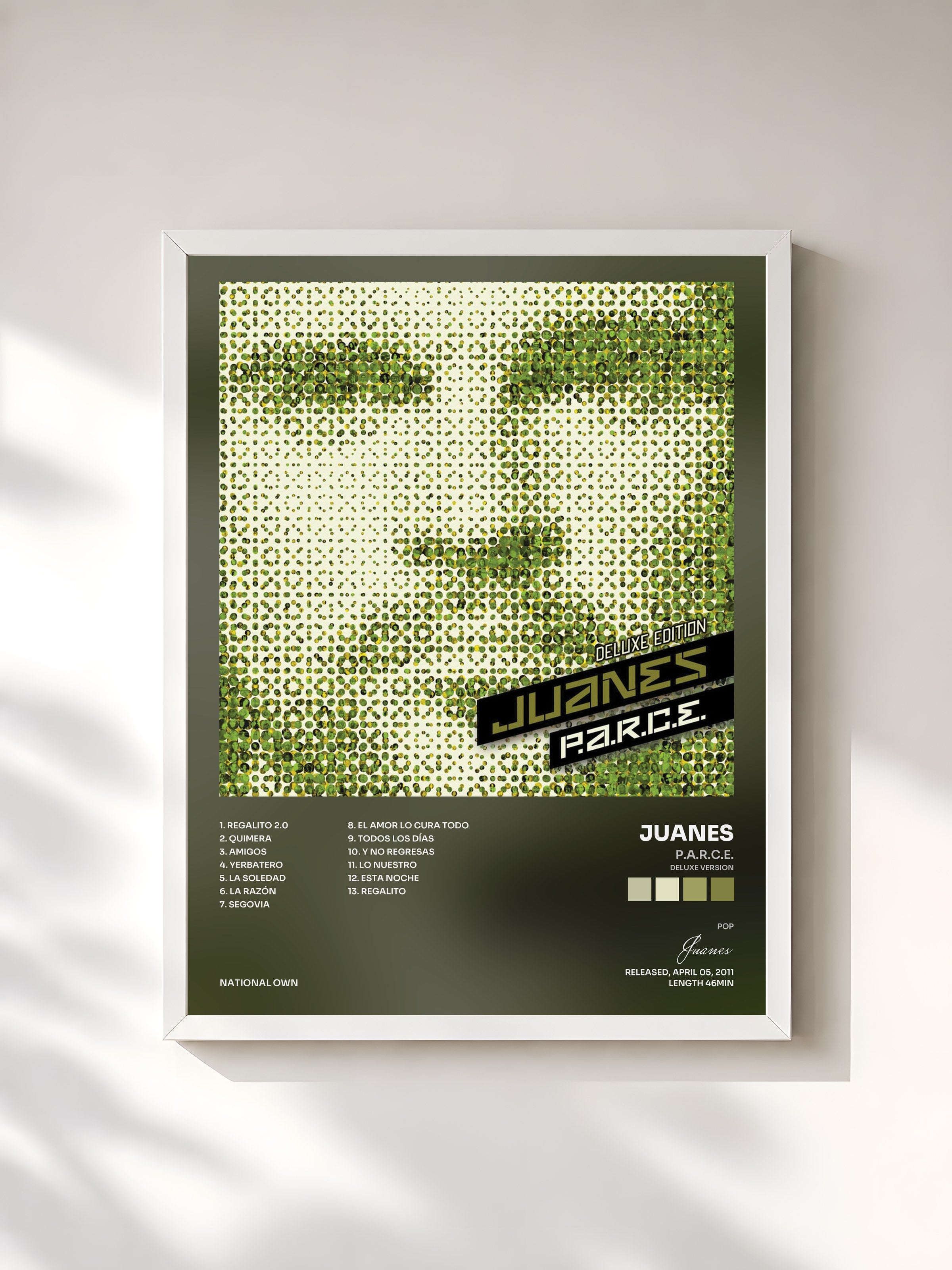 #blanc Tableau de l'album P.A.R.C.E. (Deluxe Version) de Juanes, cadre blanc, imprimé et encadré en France