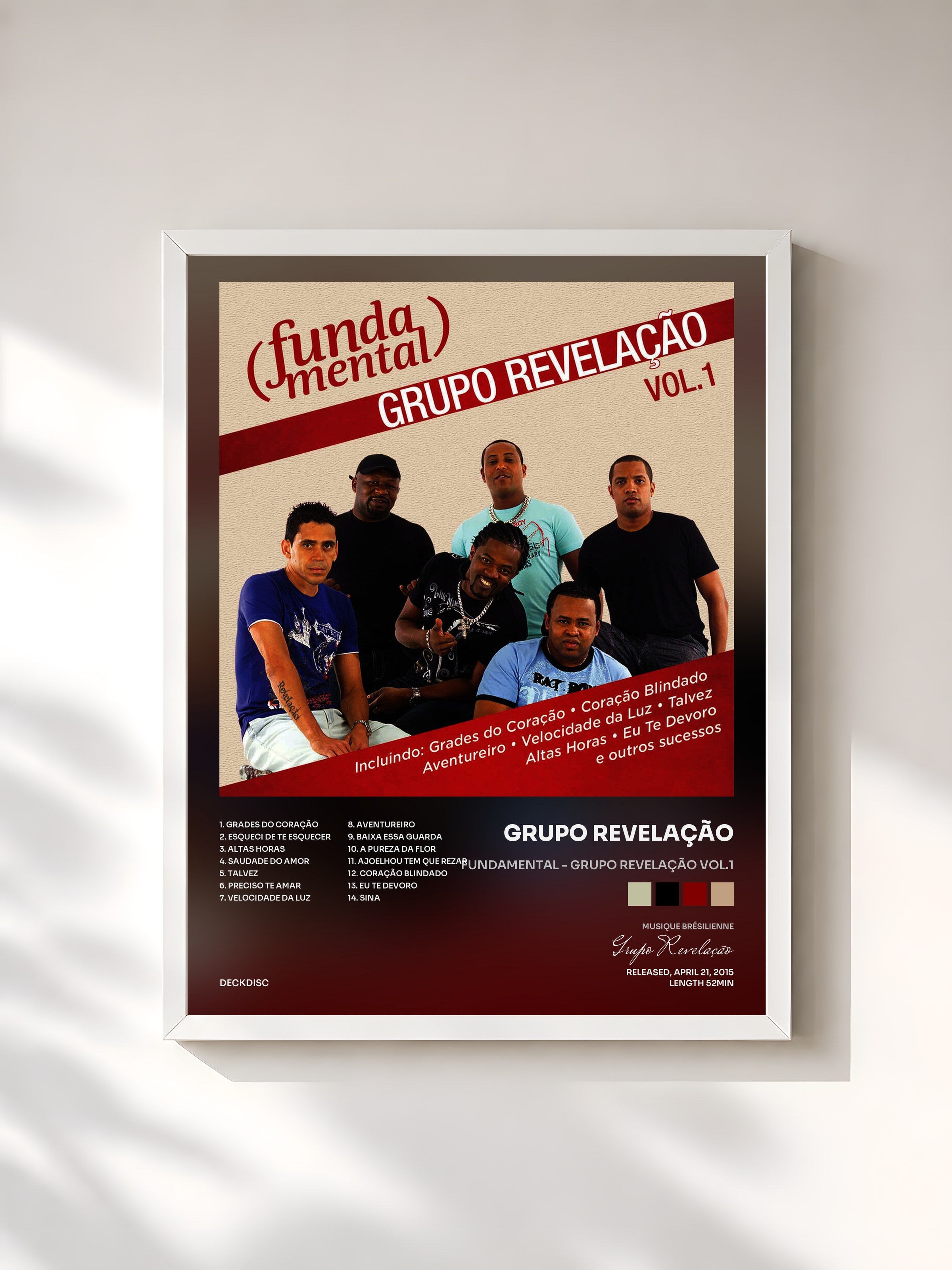 #blanc Tableau de l'album Fundamental - Grupo Revelação Vol.1 de Grupo Revelação, cadre blanc, imprimé et encadré en France