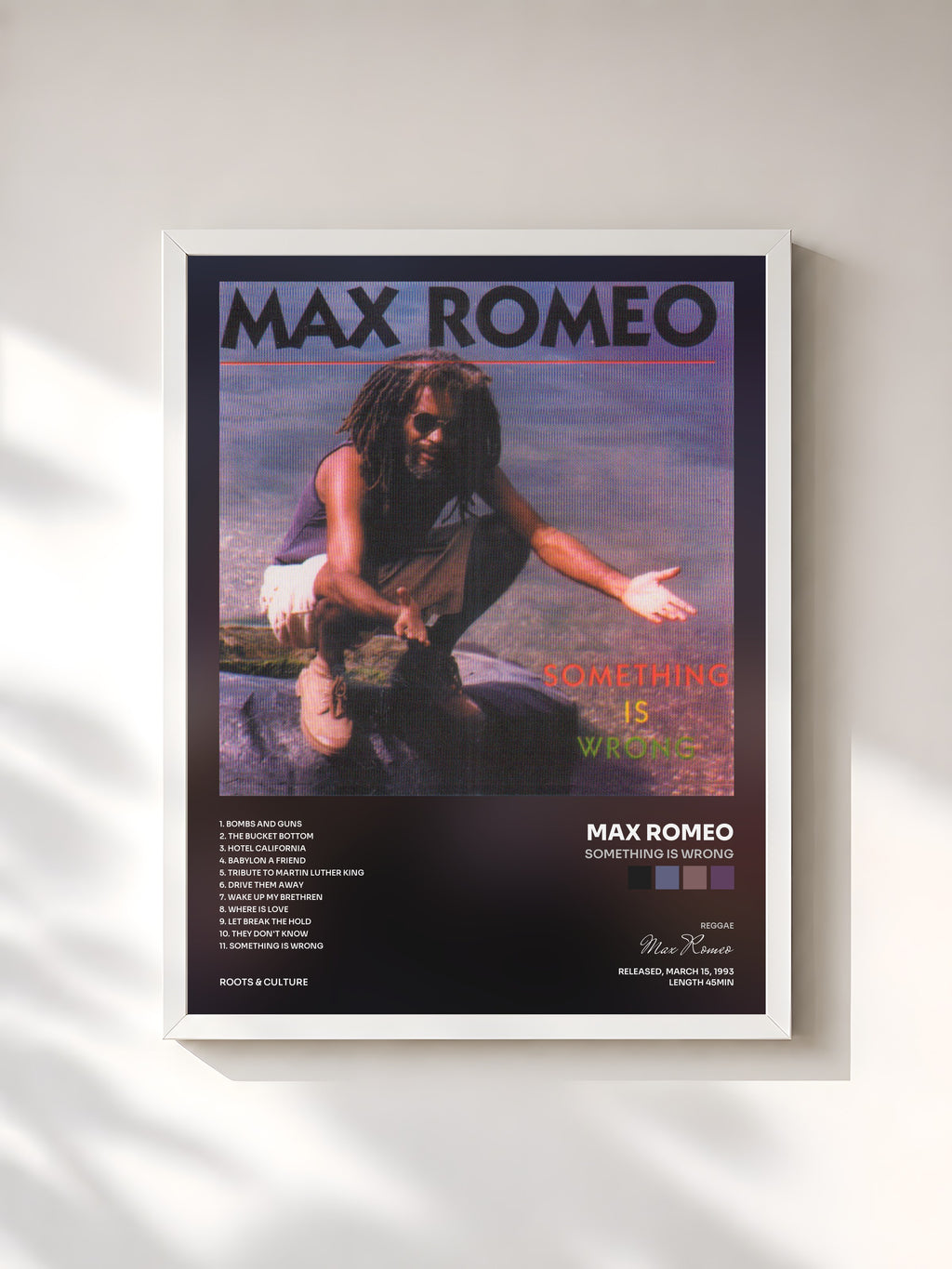 #blanc Tableau de l'album Something Is Wrong de Max Romeo, cadre blanc, imprimé et encadré en France