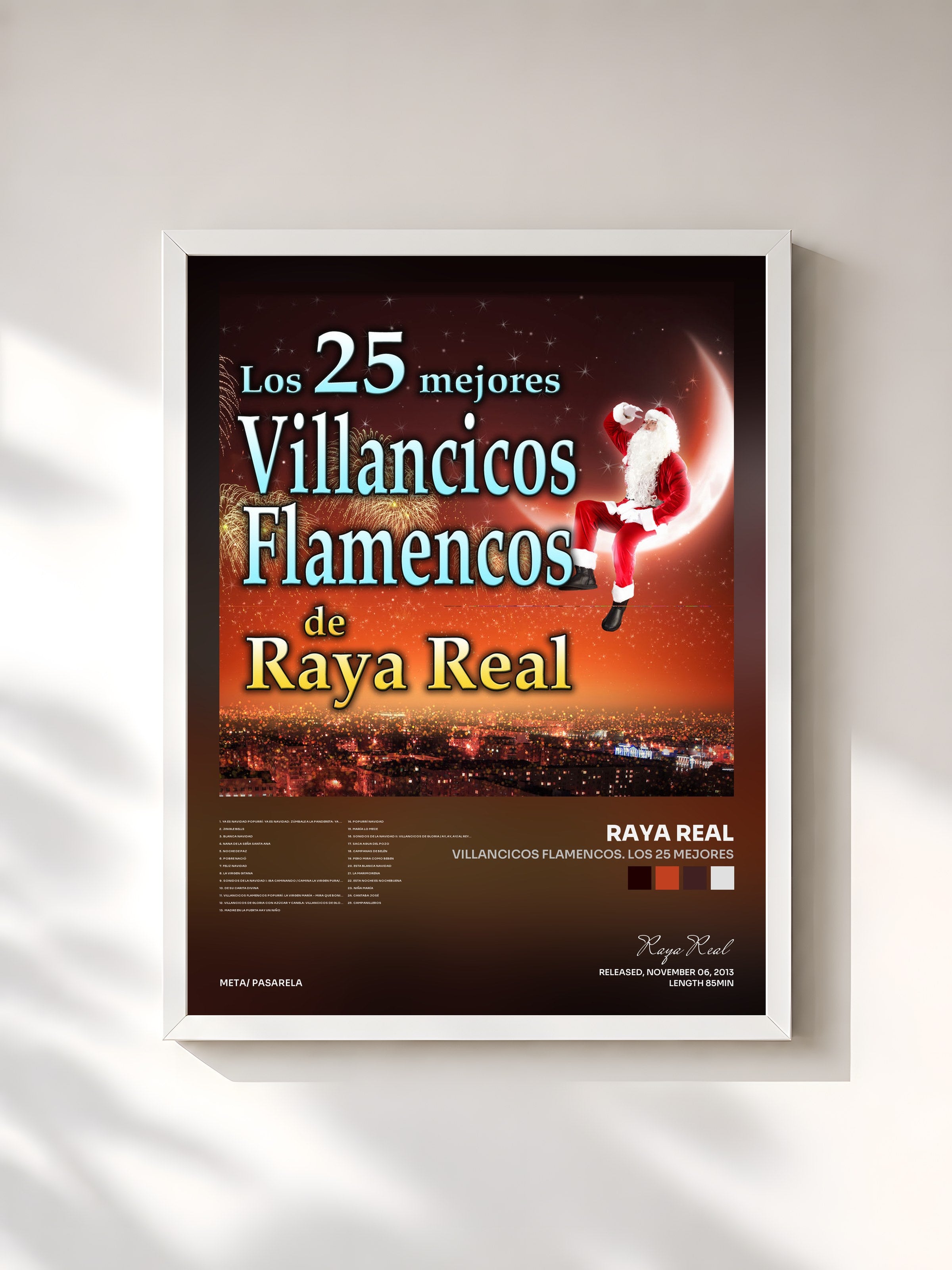 #blanc Tableau de l'album Villancicos Flamencos. Los 25 Mejores de Raya Real, cadre blanc, imprimé et encadré en France