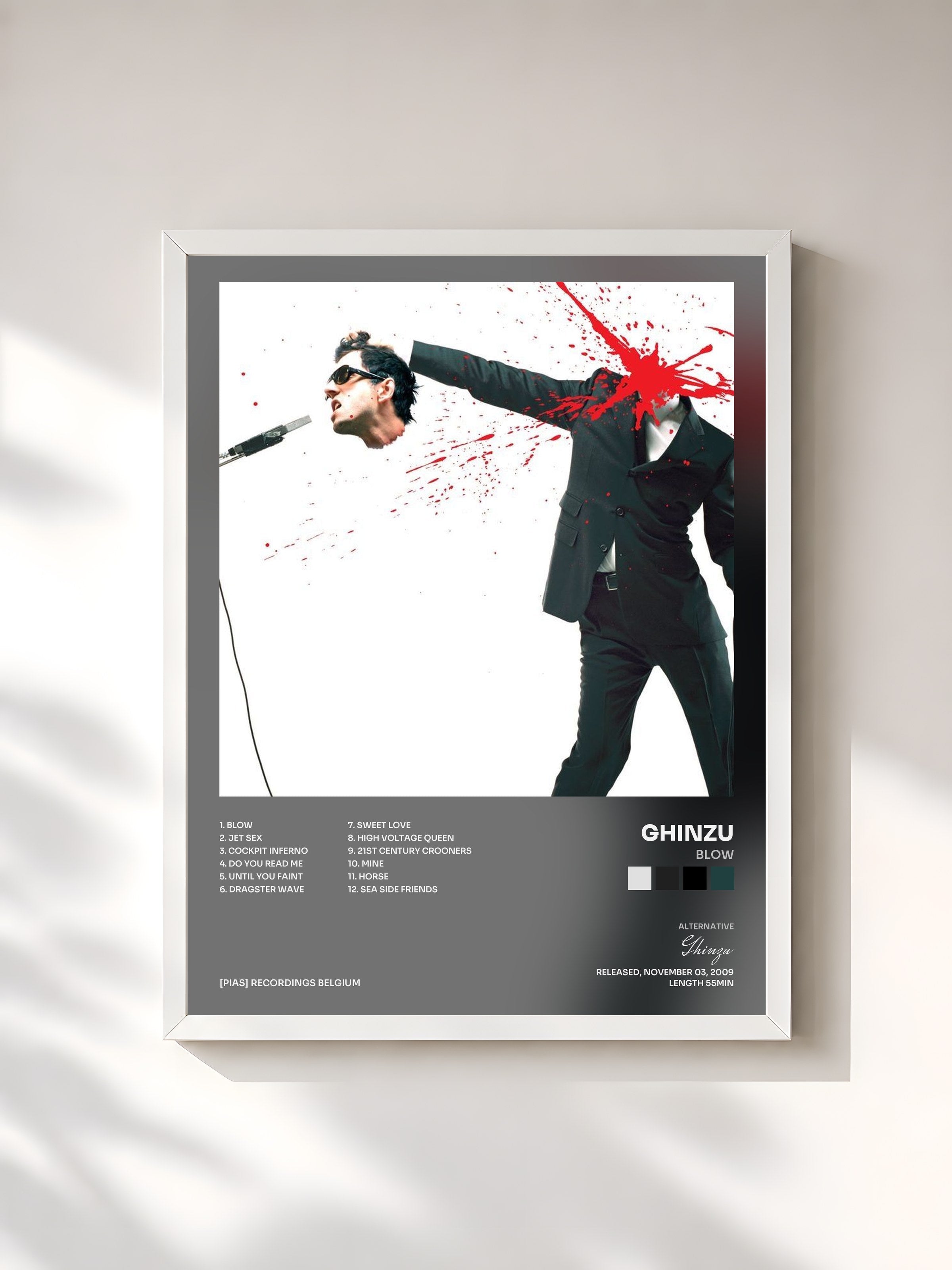 #blanc Tableau de l'album Blow de Ghinzu, cadre blanc, imprimé et encadré en France