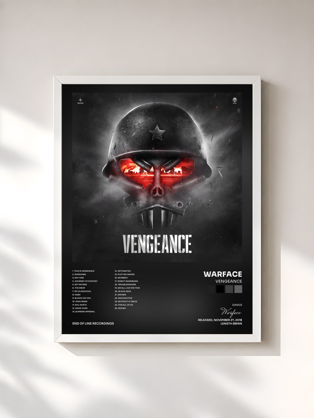 #blanc Tableau de l'album Vengeance de Warface, cadre blanc, imprimé et encadré en France