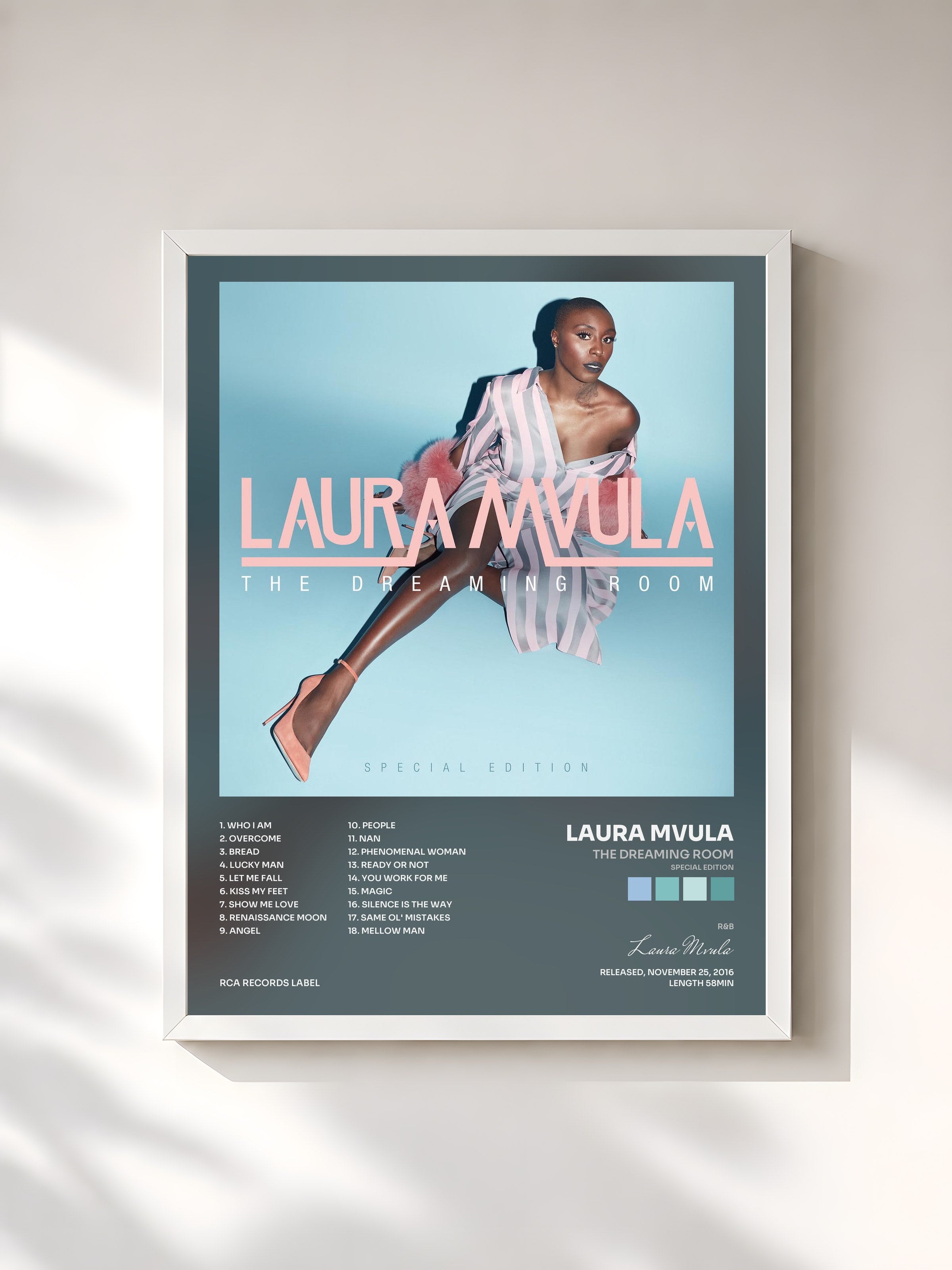 #blanc Tableau de l'album The Dreaming Room (Special Edition) de Laura Mvula, cadre blanc, imprimé et encadré en France