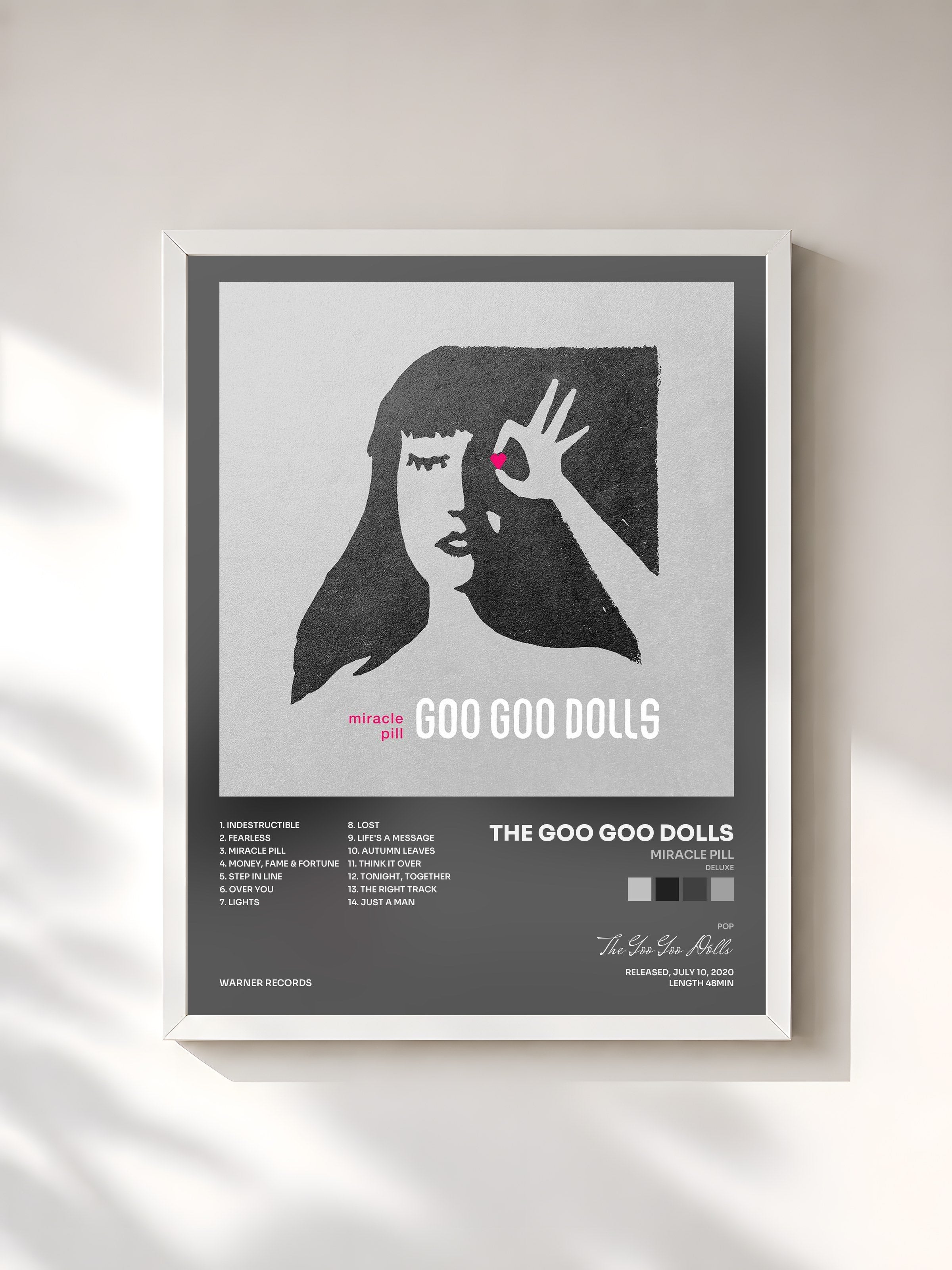 #blanc Tableau de l'album Miracle Pill (Deluxe) de The Goo Goo Dolls, cadre blanc, imprimé et encadré en France