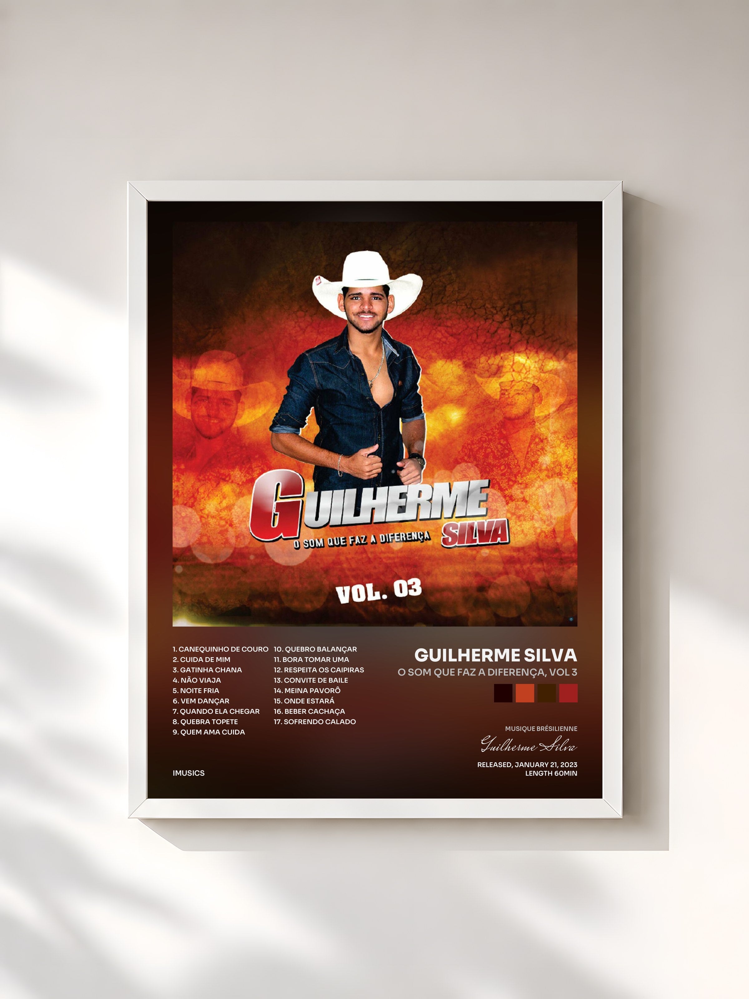 #blanc Tableau de l'album O Som Que Faz a Diferença, Vol 3 de Guilherme Silva, cadre blanc, imprimé et encadré en France