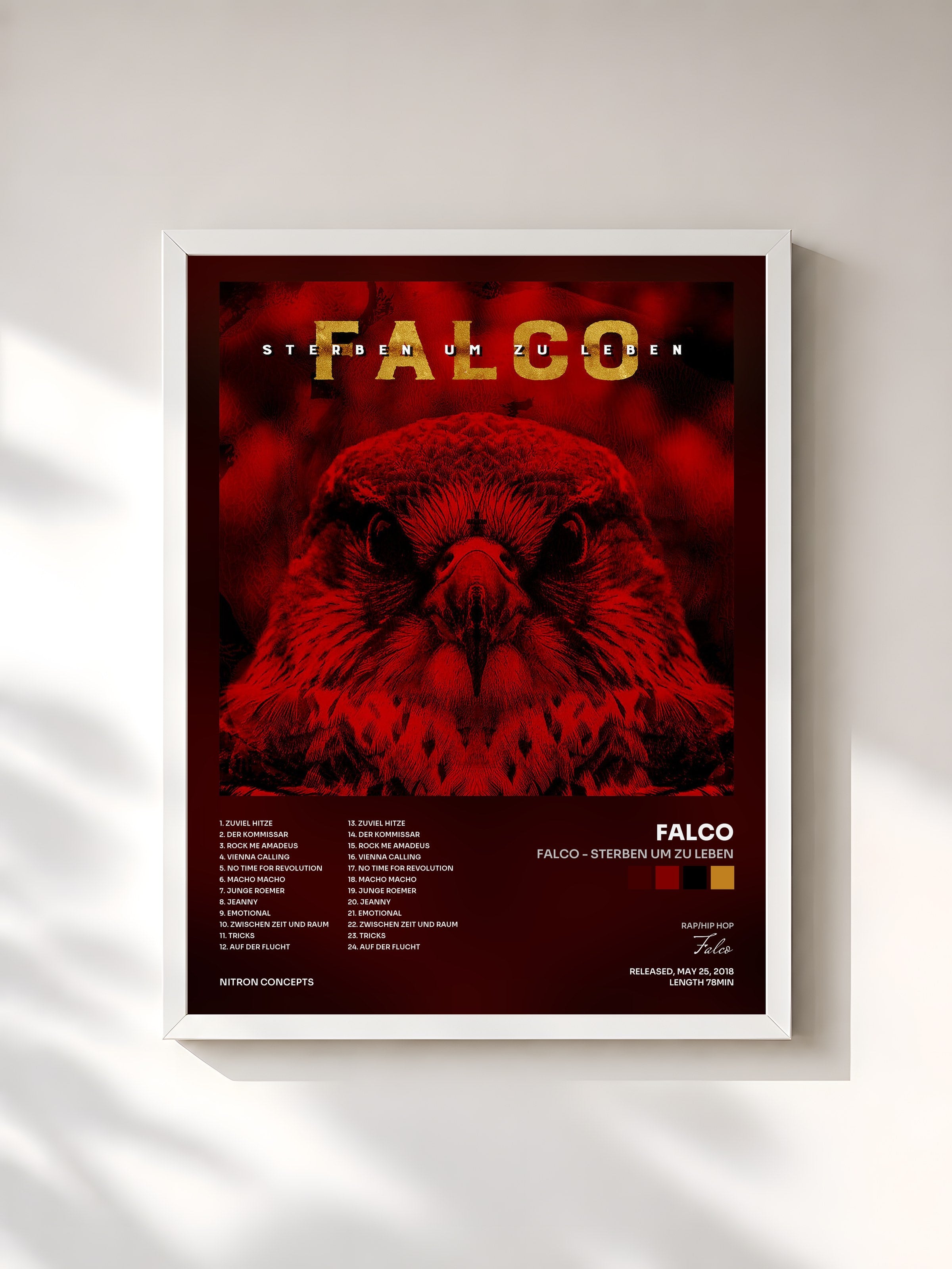#blanc Tableau de l'album Falco - Sterben um zu Leben de Falco, cadre blanc, imprimé et encadré en France