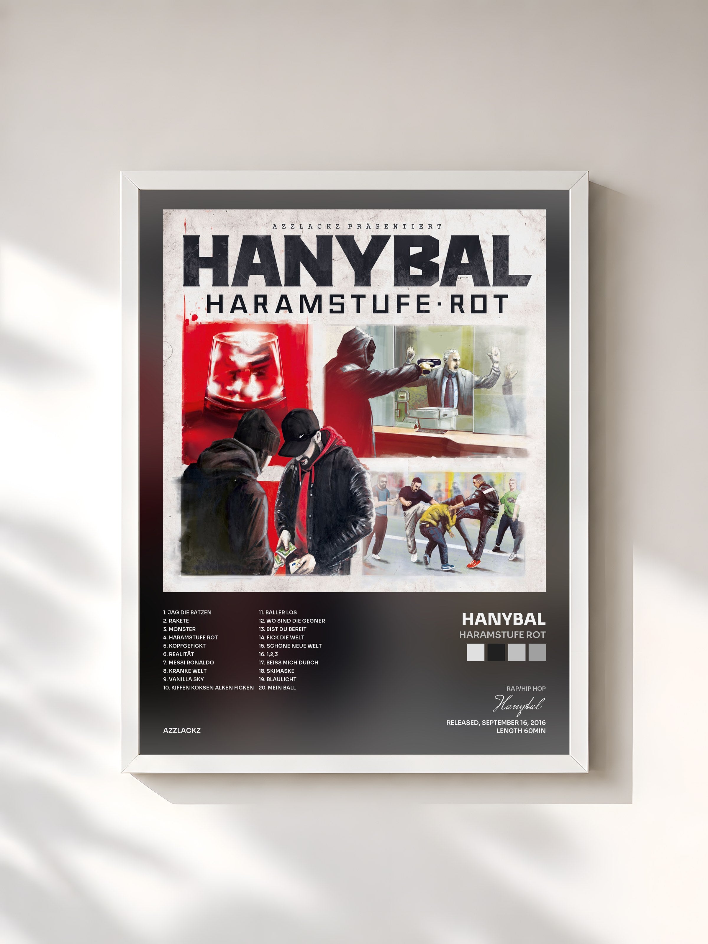 #blanc Tableau de l'album Haramstufe Rot de Hanybal, cadre blanc, imprimé et encadré en France