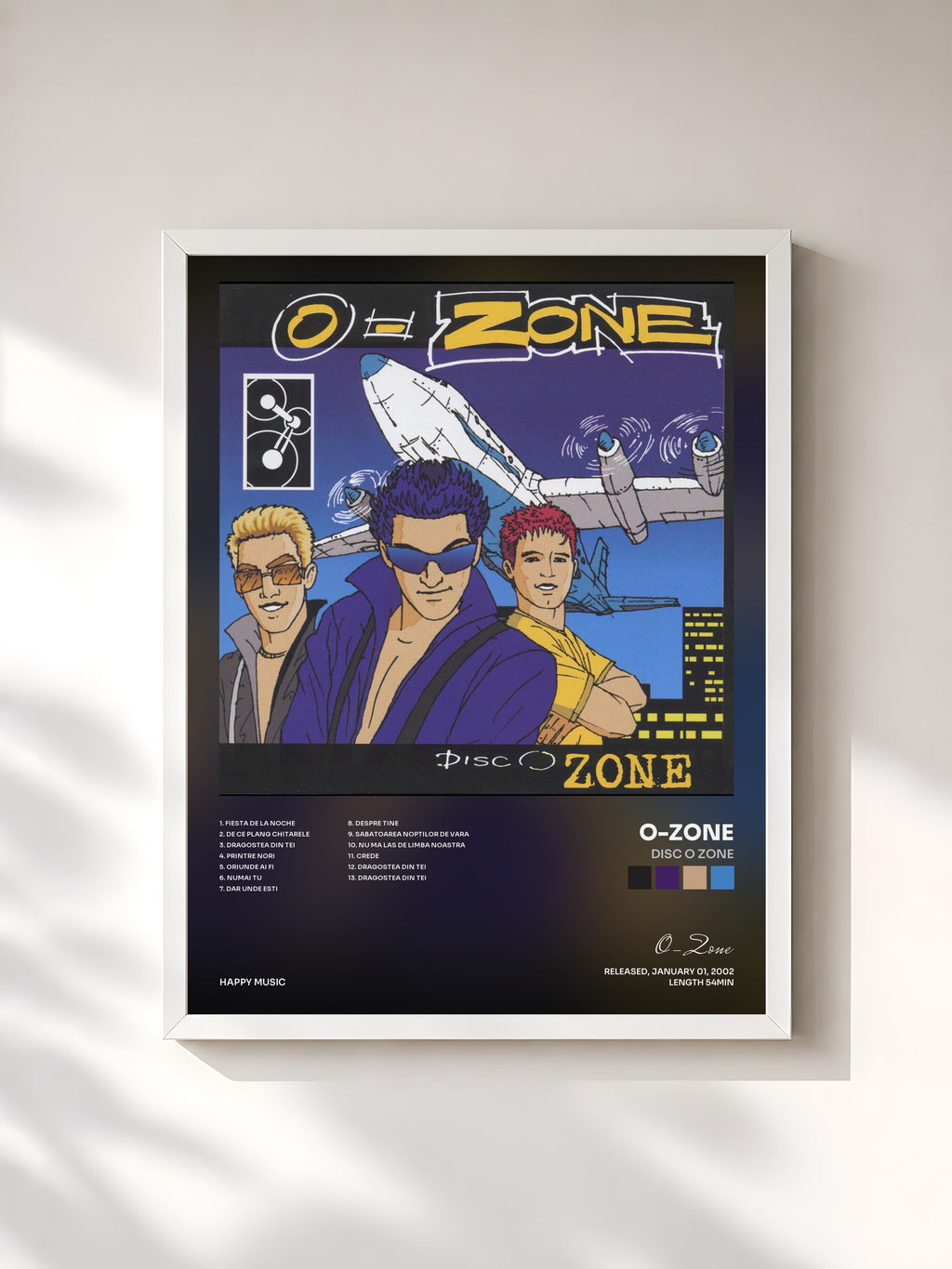 #blanc Tableau de l'album Disc o zone de O-Zone, cadre blanc, imprimé et encadré en France