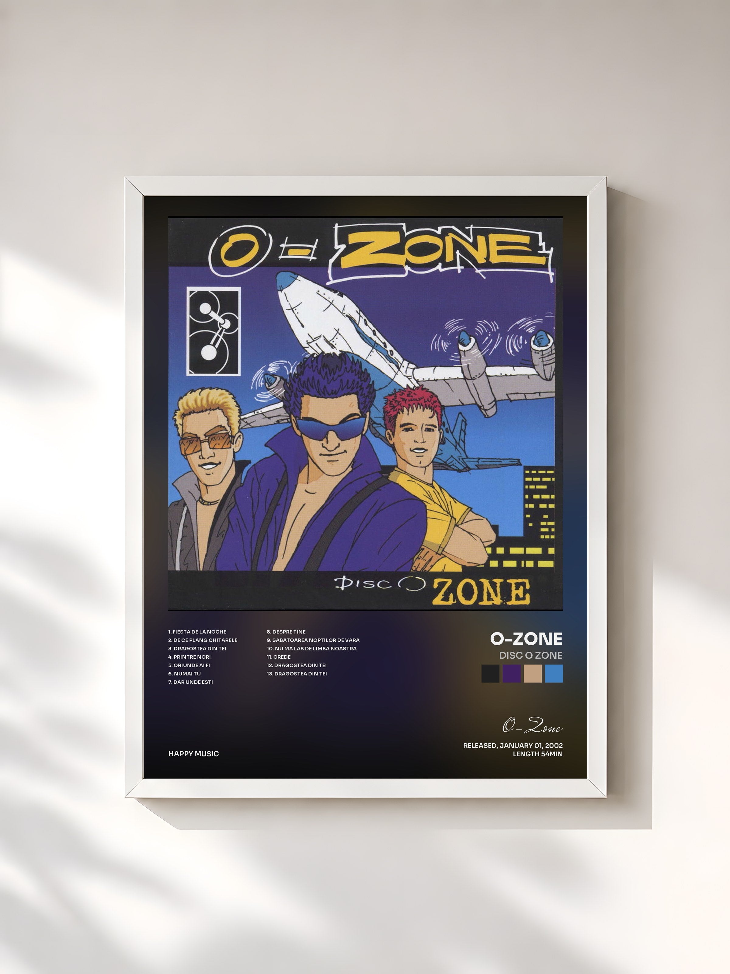 #blanc Tableau de l'album Disc o zone de O-Zone, cadre blanc, imprimé et encadré en France