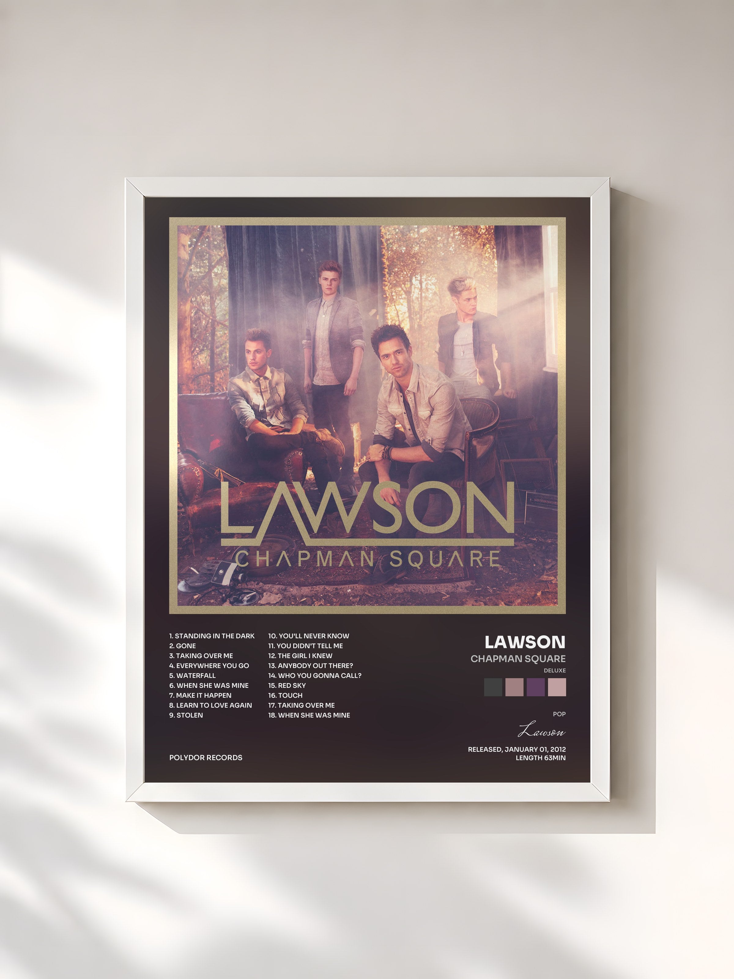 #blanc Tableau de l'album Chapman Square (Deluxe) de Lawson, cadre blanc, imprimé et encadré en France