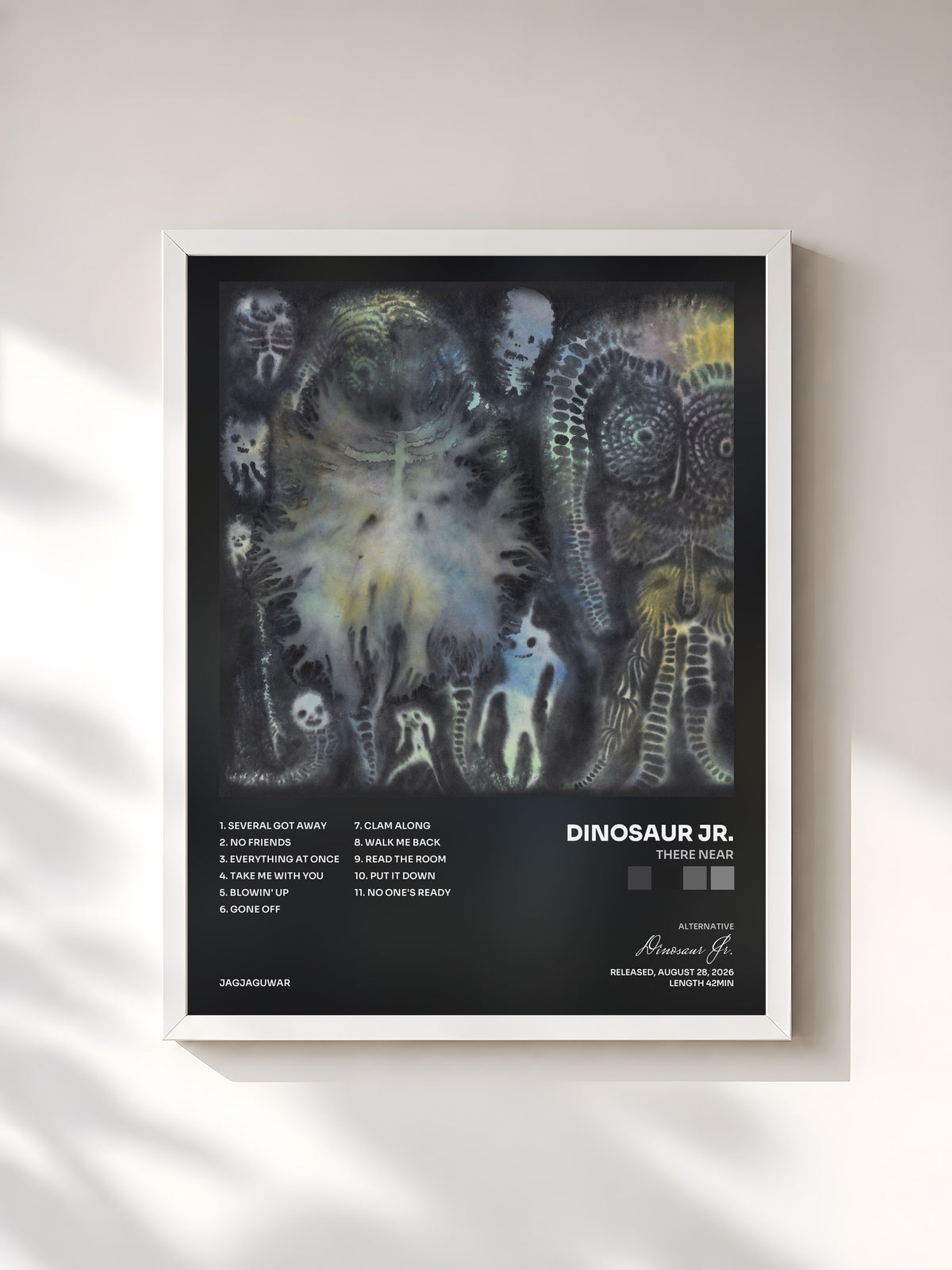 #blanc Tableau de l'album There Near de Dinosaur Jr., cadre blanc, imprimé et encadré en France