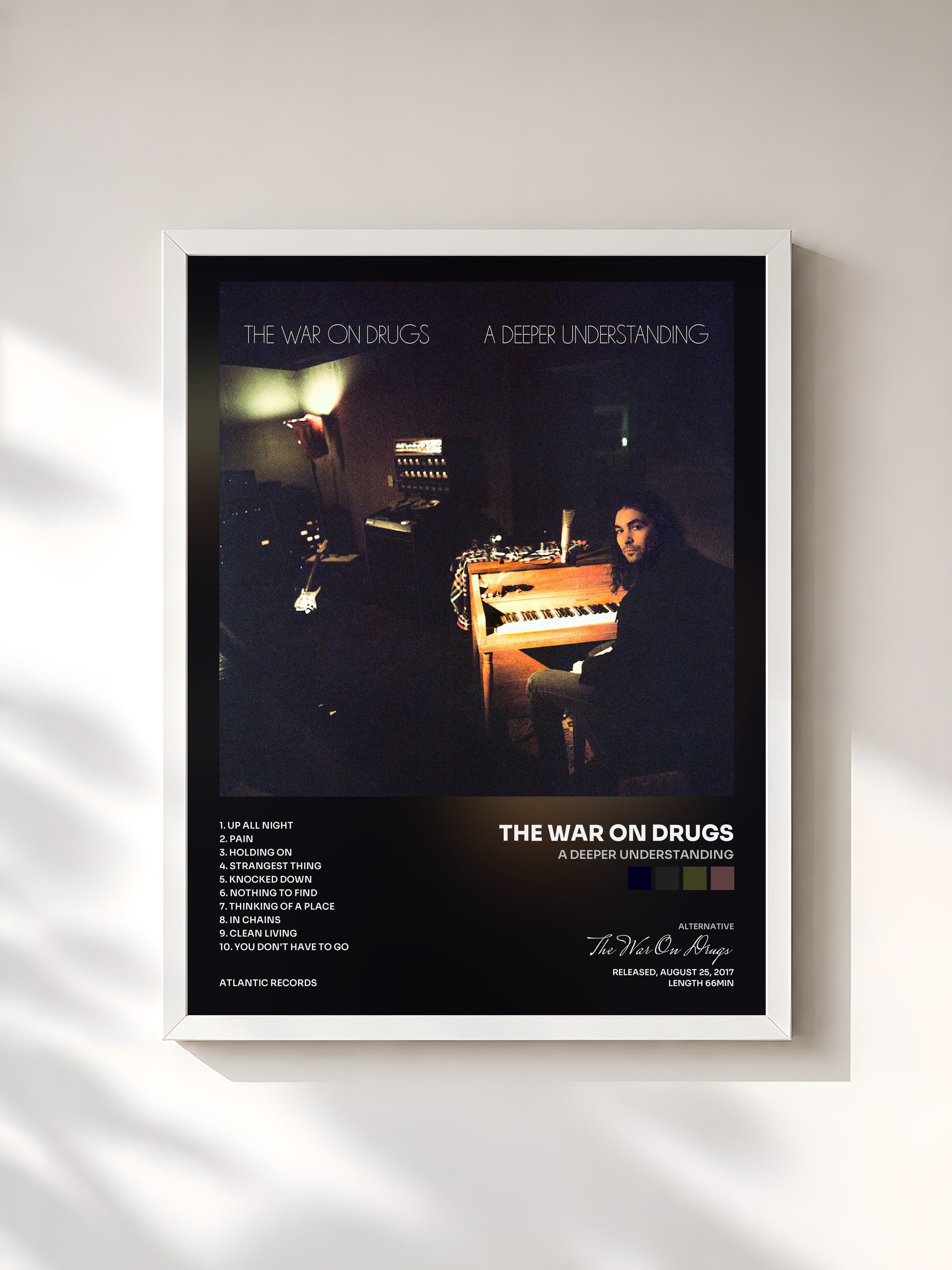 #blanc Tableau de l'album A Deeper Understanding de The War On Drugs, cadre blanc, imprimé et encadré en France