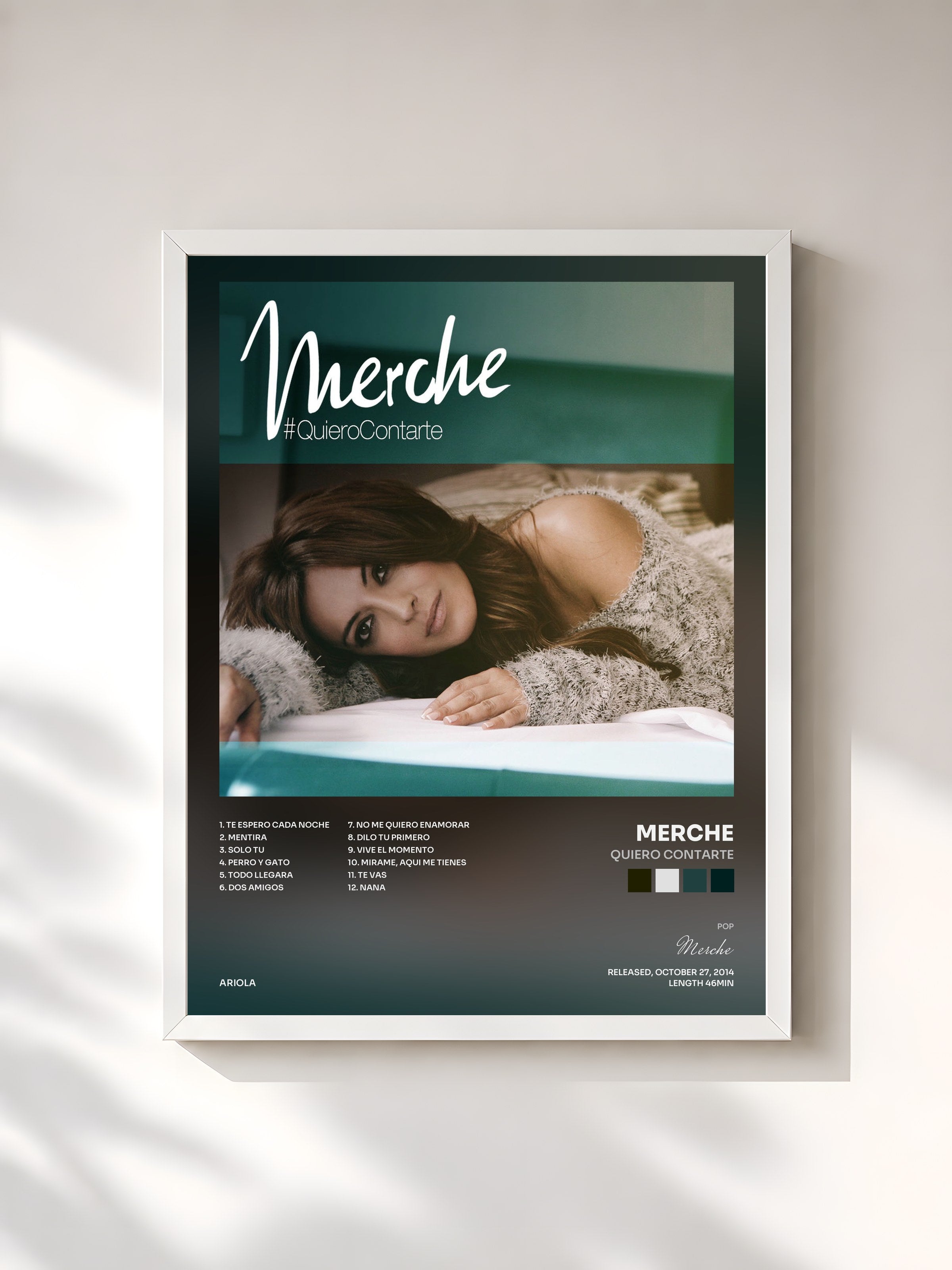 #blanc Tableau de l'album Quiero Contarte de Merche, cadre blanc, imprimé et encadré en France
