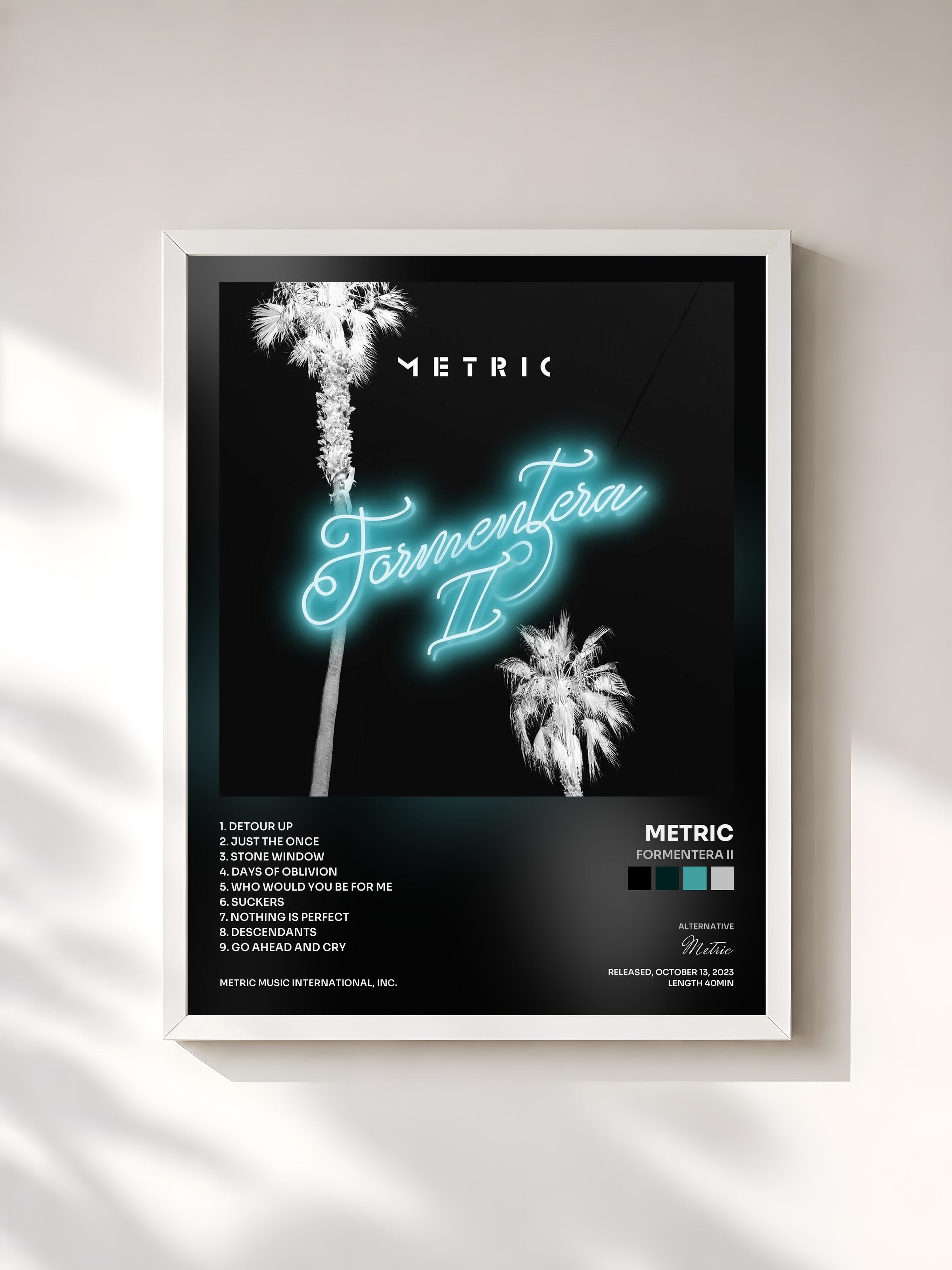 #blanc Tableau de l'album Formentera II de Metric, cadre blanc, imprimé et encadré en France