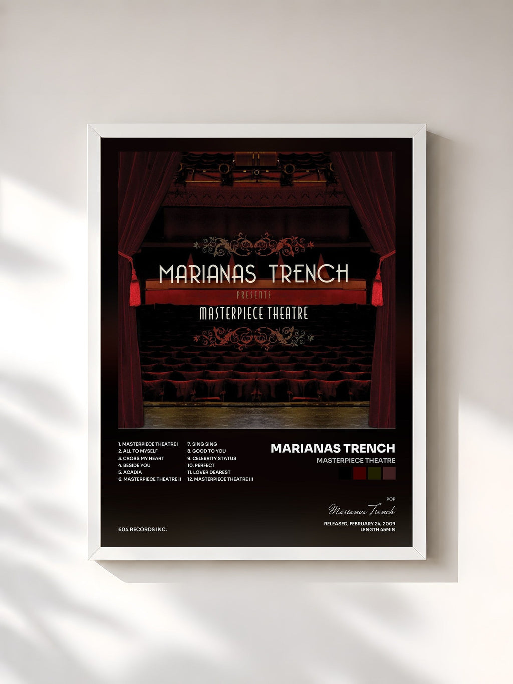 #blanc Masterpiece Theatre di Marianas Trench in stampa incorniciata, cornice bianca, stampata e incorniciata in Francia