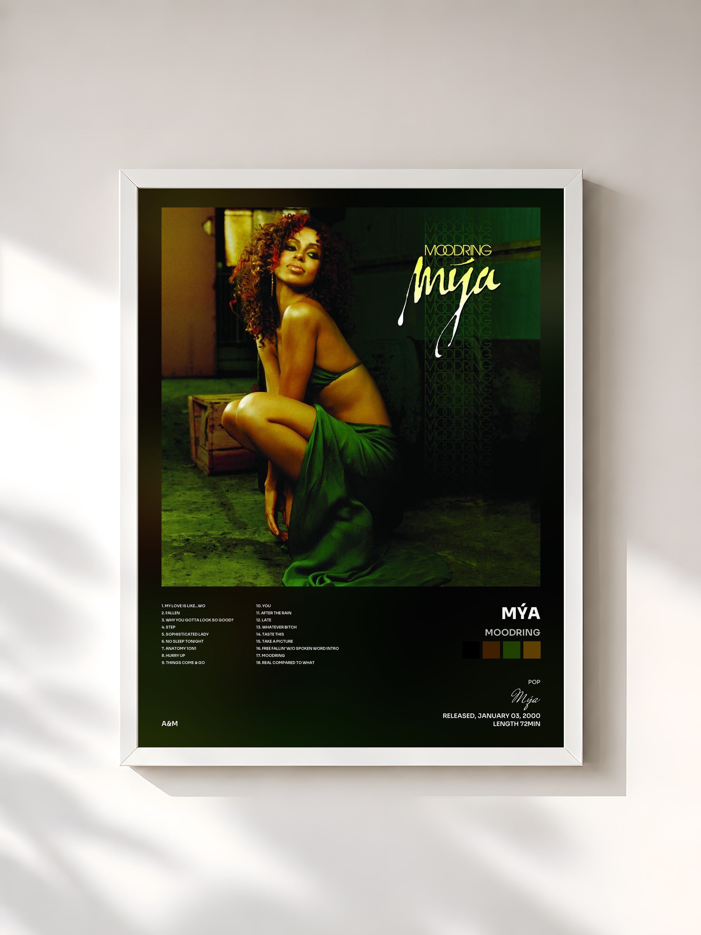 #blanc Tableau de l'album Moodring de Mýa, cadre blanc, imprimé et encadré en France