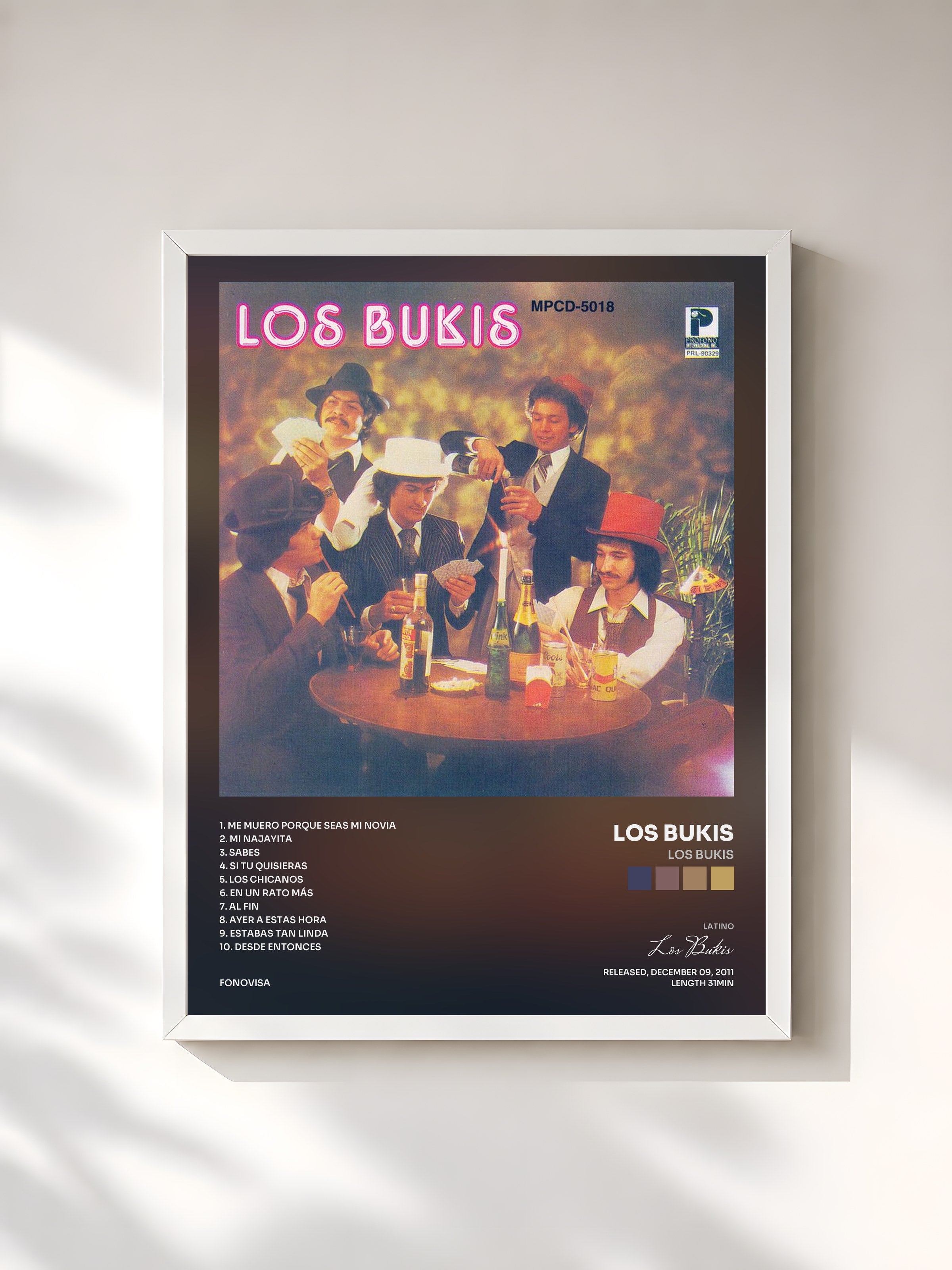 #blanc Tableau de l'album Los Bukis de Los Bukis, cadre blanc, imprimé et encadré en France