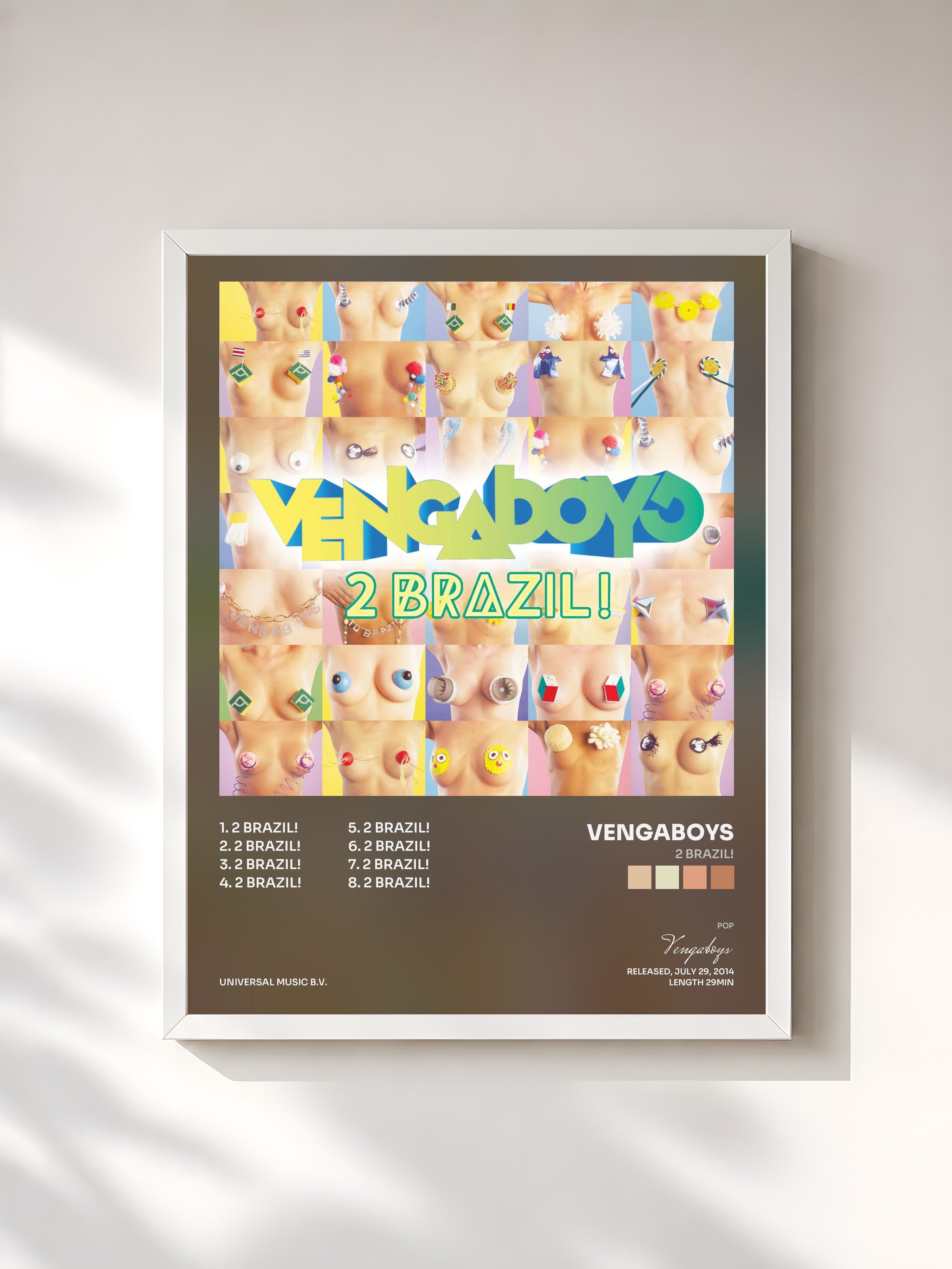 #blanc Tableau de l'album 2 Brazil! de Vengaboys, cadre blanc, imprimé et encadré en France