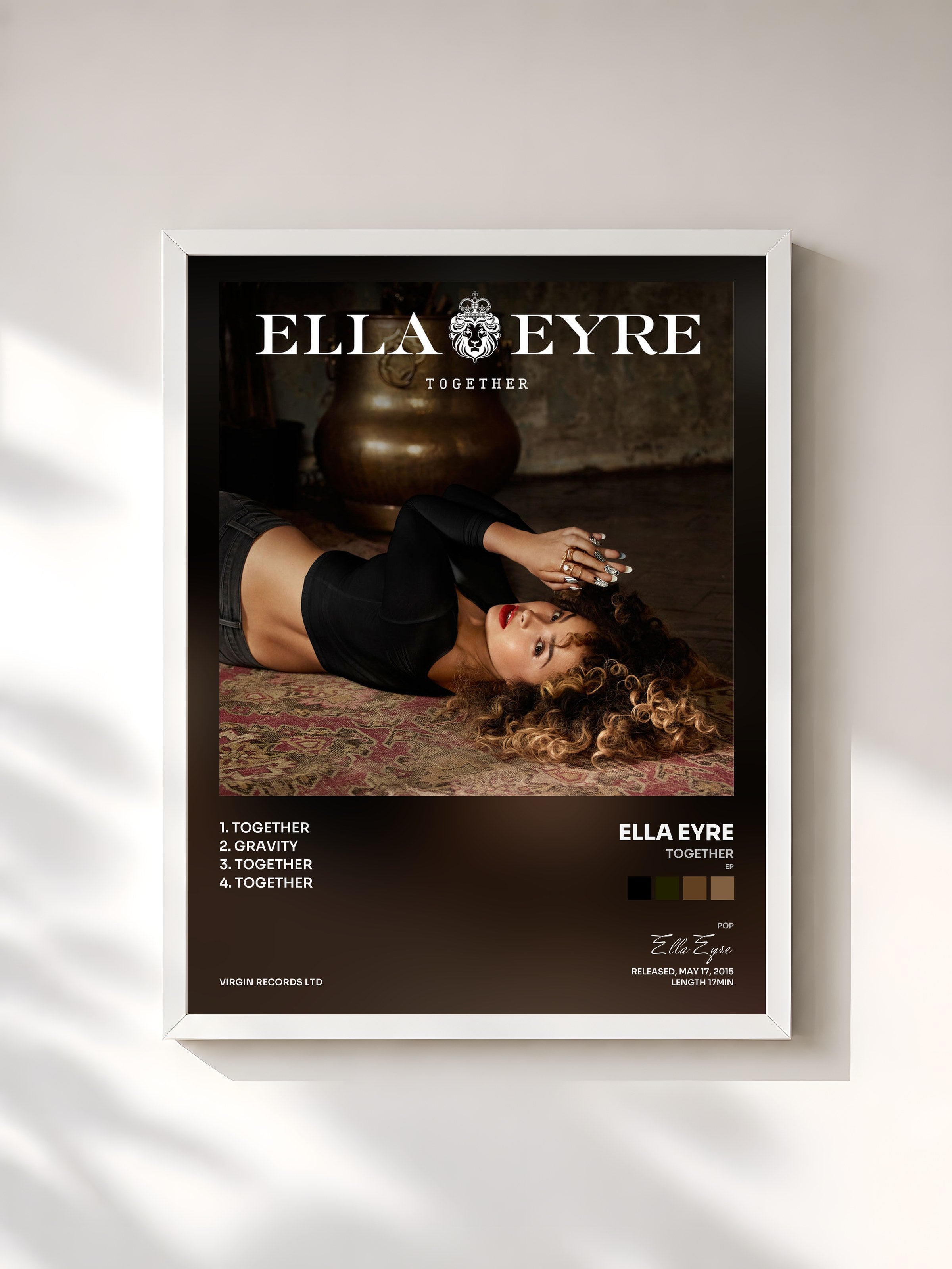 #blanc Tableau de l'album Together (EP) de Ella Eyre, cadre blanc, imprimé et encadré en France