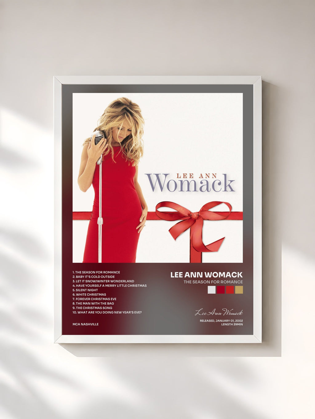 #blanc Tableau de l'album The Season For Romance de Lee Ann Womack, cadre blanc, imprimé et encadré en France