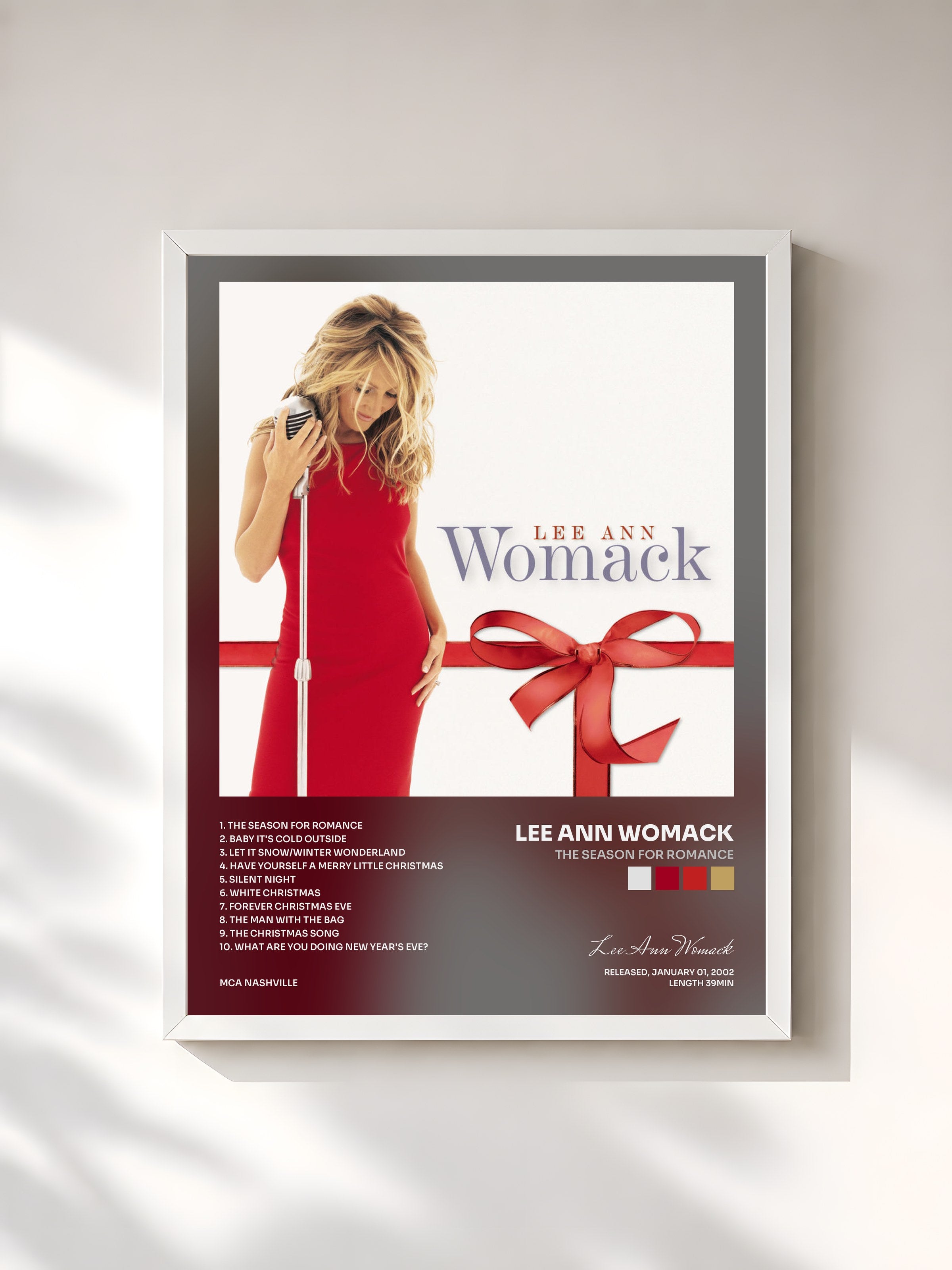 #blanc Tableau de l'album The Season For Romance de Lee Ann Womack, cadre blanc, imprimé et encadré en France