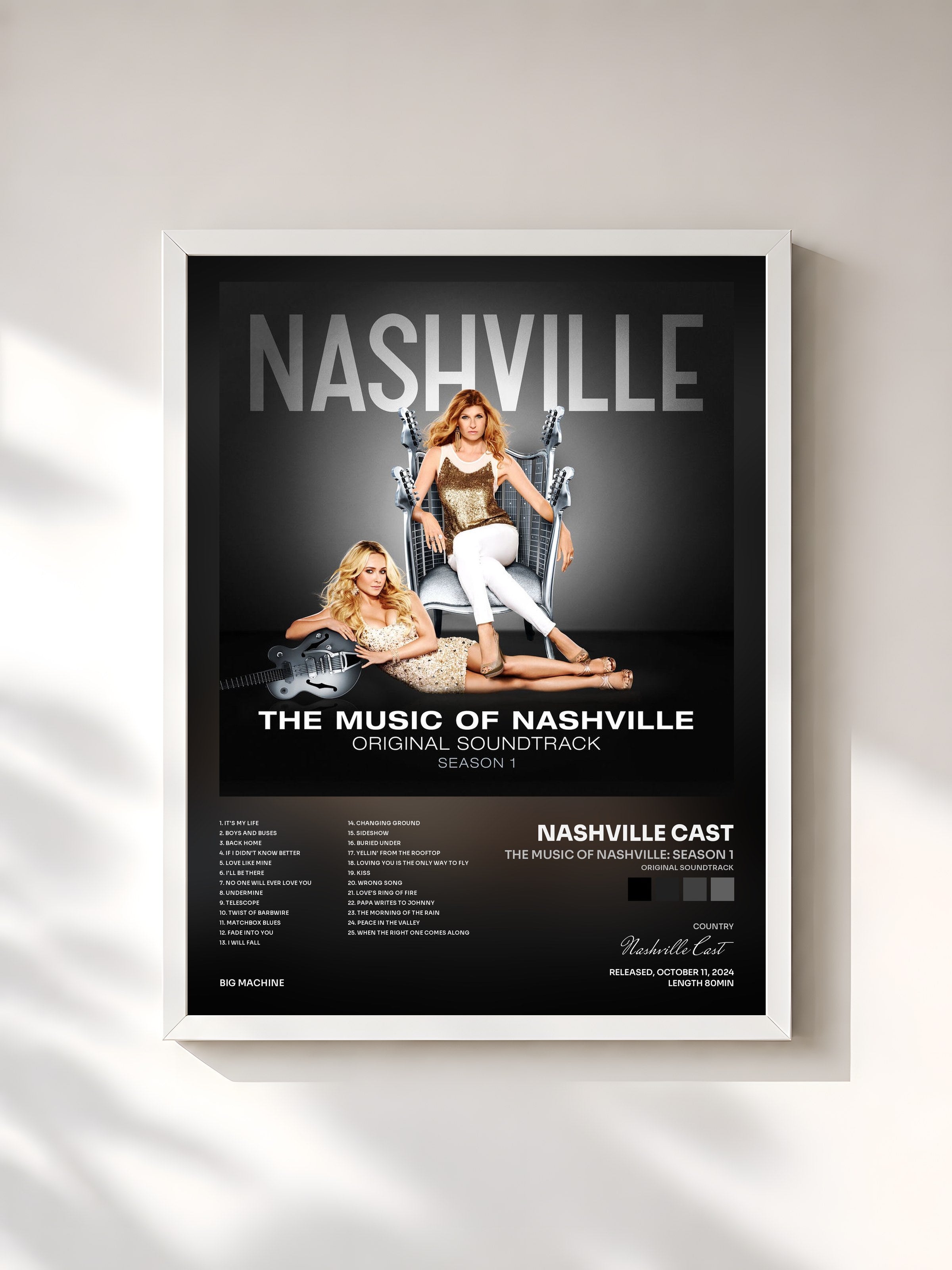 #blanc Tableau de l'album The Music Of Nashville: Season 1 (Original Soundtrack) de Nashville Cast, cadre blanc, imprimé et encadré en France