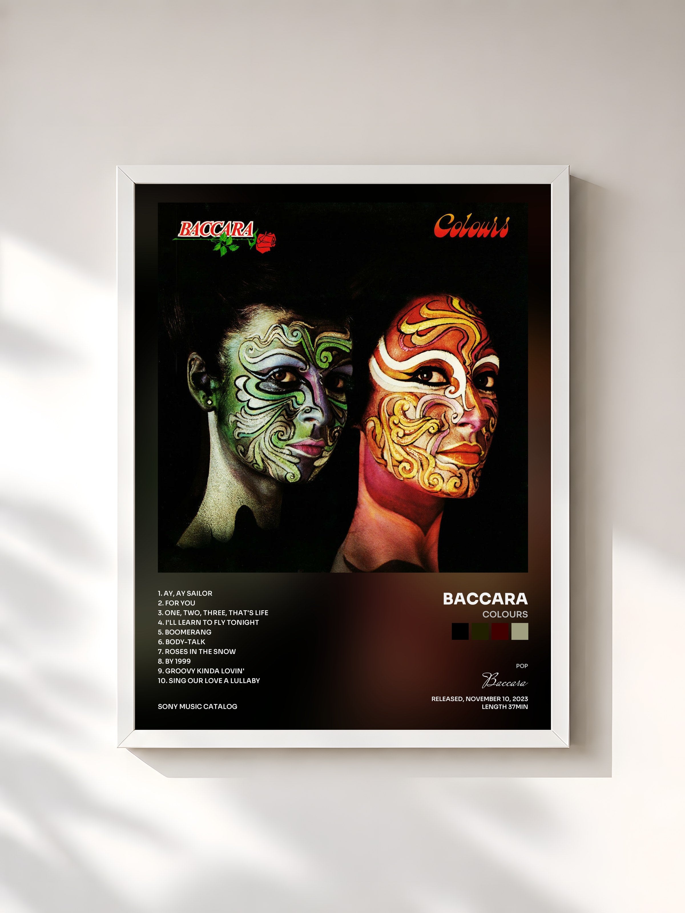 #blanc Tableau de l'album Colours de Baccara, cadre blanc, imprimé et encadré en France