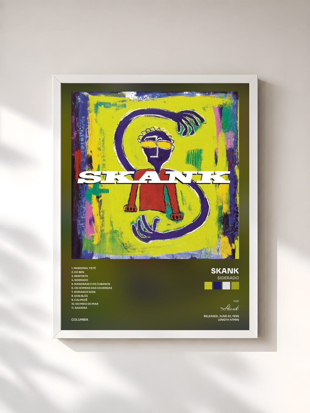 #blanc Tableau de l'album Siderado de Skank, cadre blanc, imprimé et encadré en France