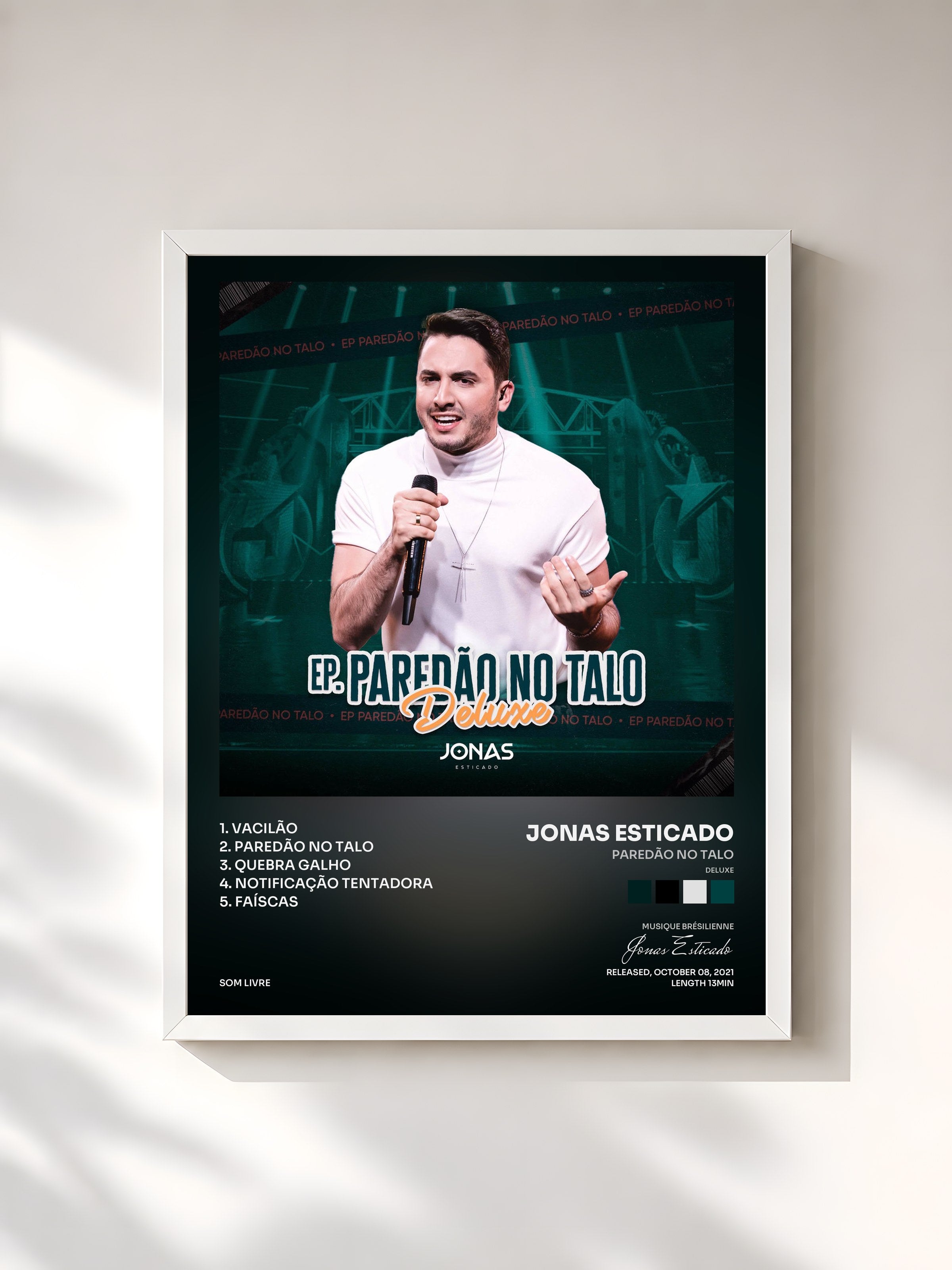 #blanc Tableau de l'album Paredão No Talo (Deluxe) de Jonas Esticado, cadre blanc, imprimé et encadré en France