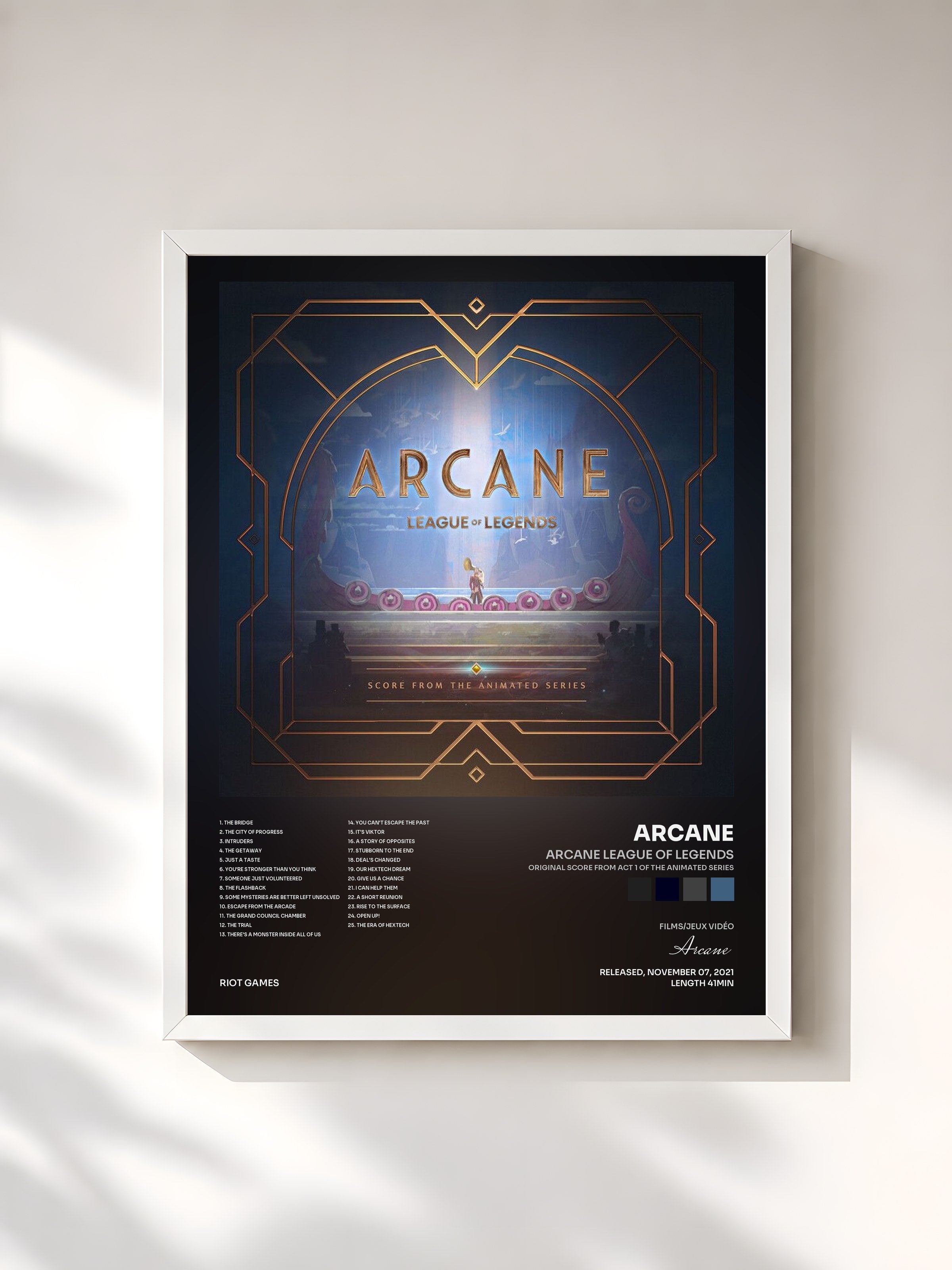 #blanc Tableau de l'album Arcane League of Legends (Original Score from Act 1 of the Animated Series) de Arcane, cadre blanc, imprimé et encadré en France
