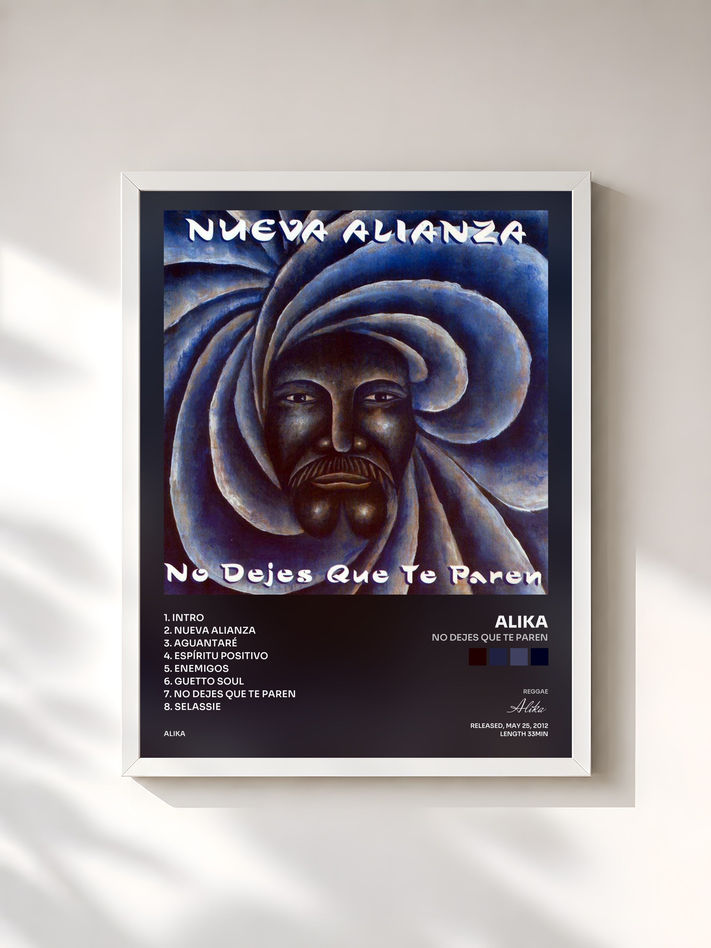 #blanc Tableau de l'album No Dejes Que Te Paren de Alika, cadre blanc, imprimé et encadré en France