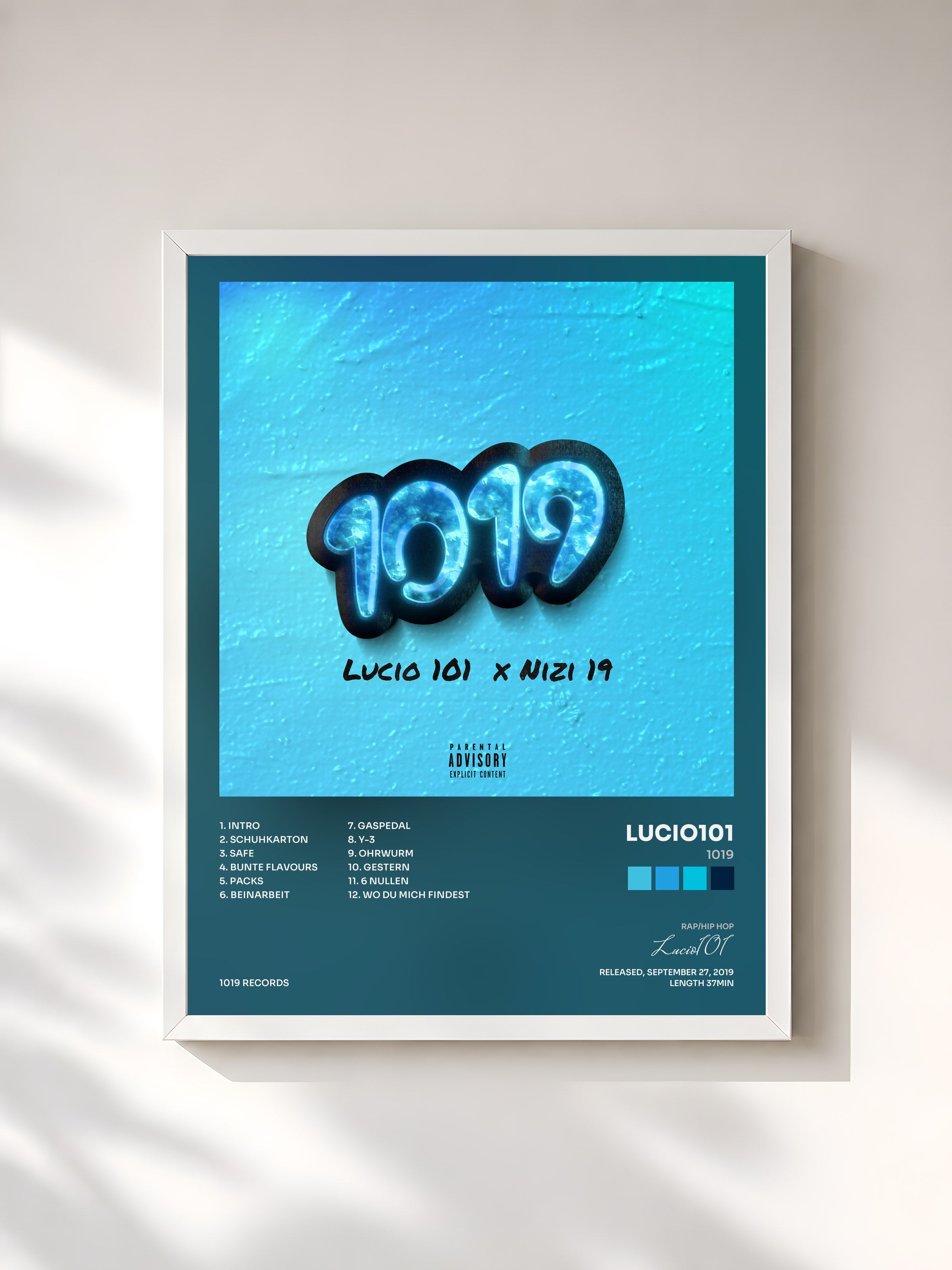 #blanc Tableau de l'album 1019 de Lucio101, cadre blanc, imprimé et encadré en France