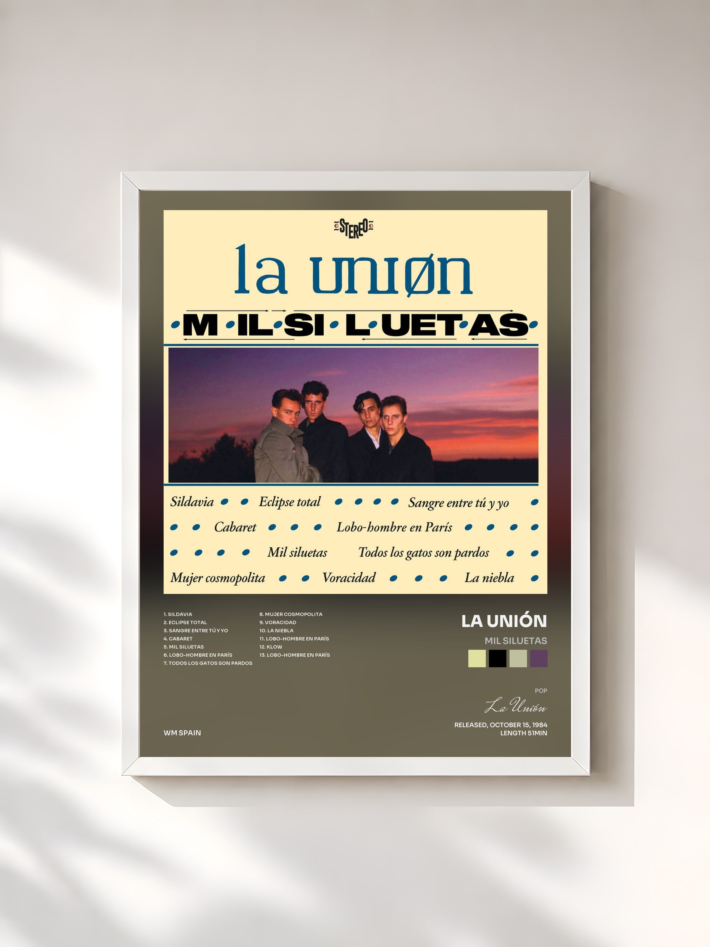 #blanc Tableau de l'album Mil Siluetas de La Unión, cadre blanc, imprimé et encadré en France