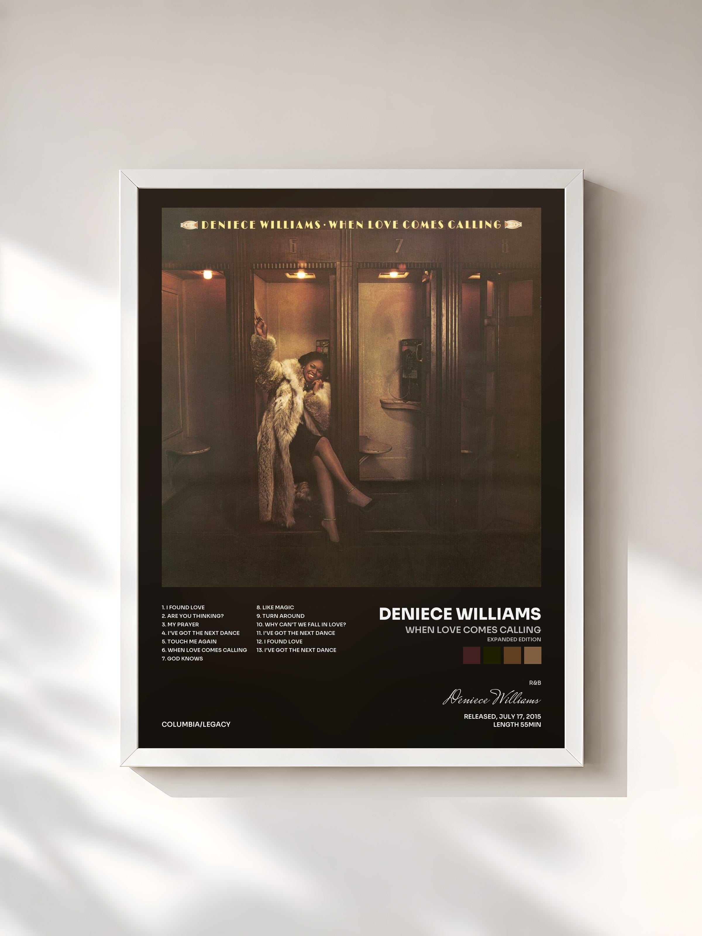 #blanc Tableau de l'album When Love Comes Calling (Expanded Edition) de Deniece Williams, cadre blanc, imprimé et encadré en France
