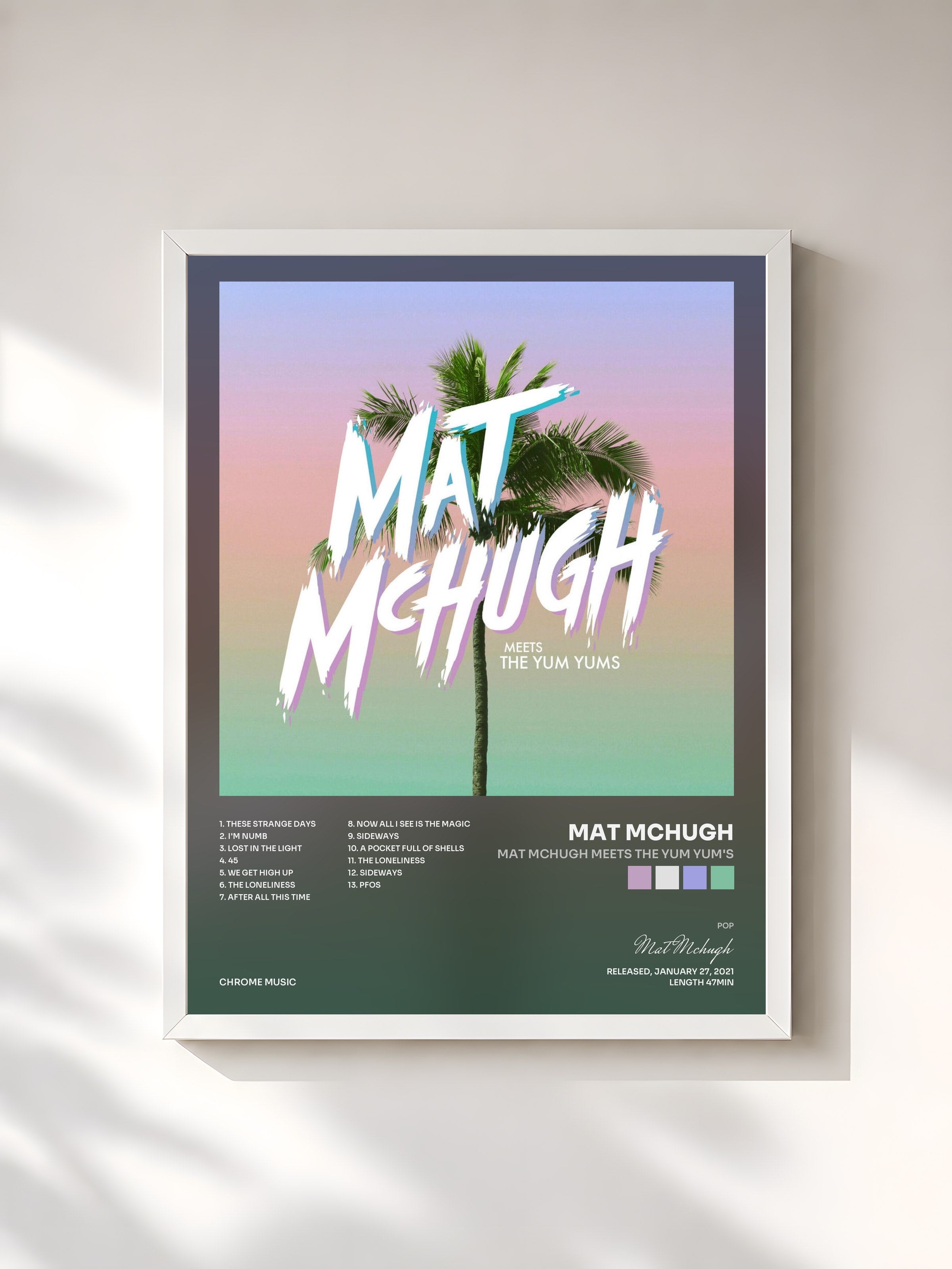 #blanc Tableau de l'album Mat McHugh meets The YUM YUM's de Mat Mchugh, cadre blanc, imprimé et encadré en France