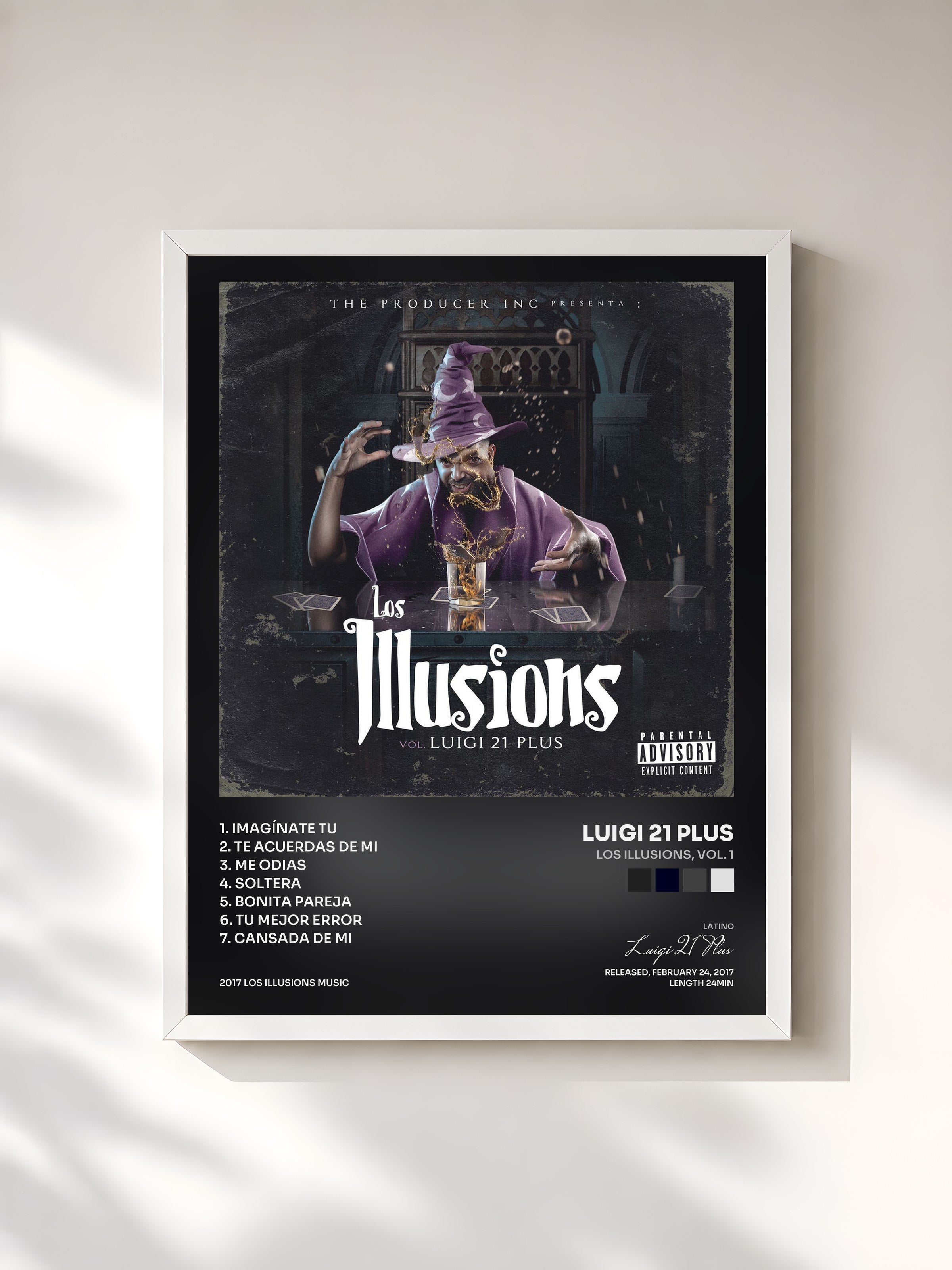 #blanc Tableau de l'album Los Illusions, Vol. 1 de Luigi 21 Plus, cadre blanc, imprimé et encadré en France