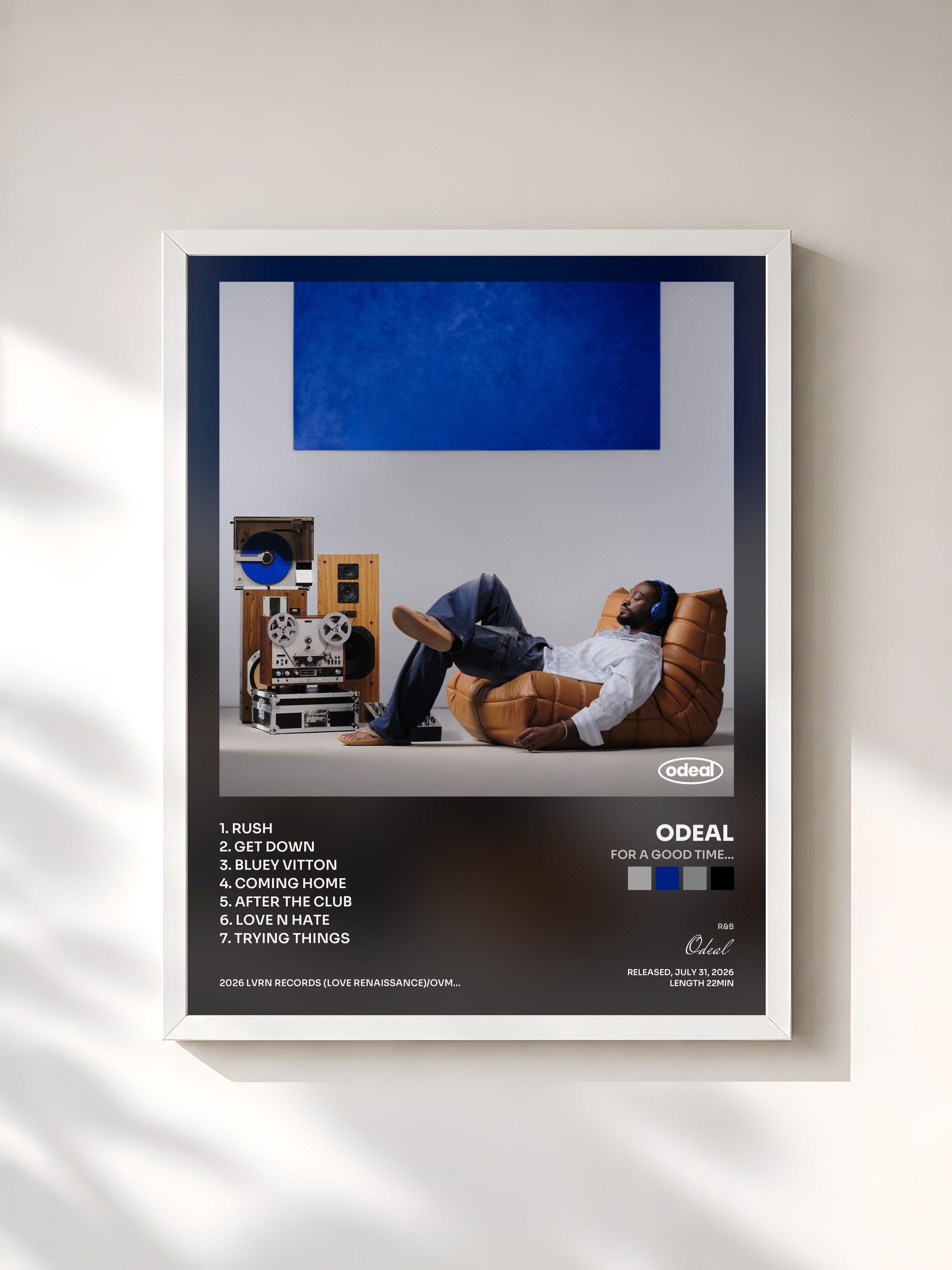 #blanc Tableau de l'album For A Good Time... de Odeal, cadre blanc, imprimé et encadré en France