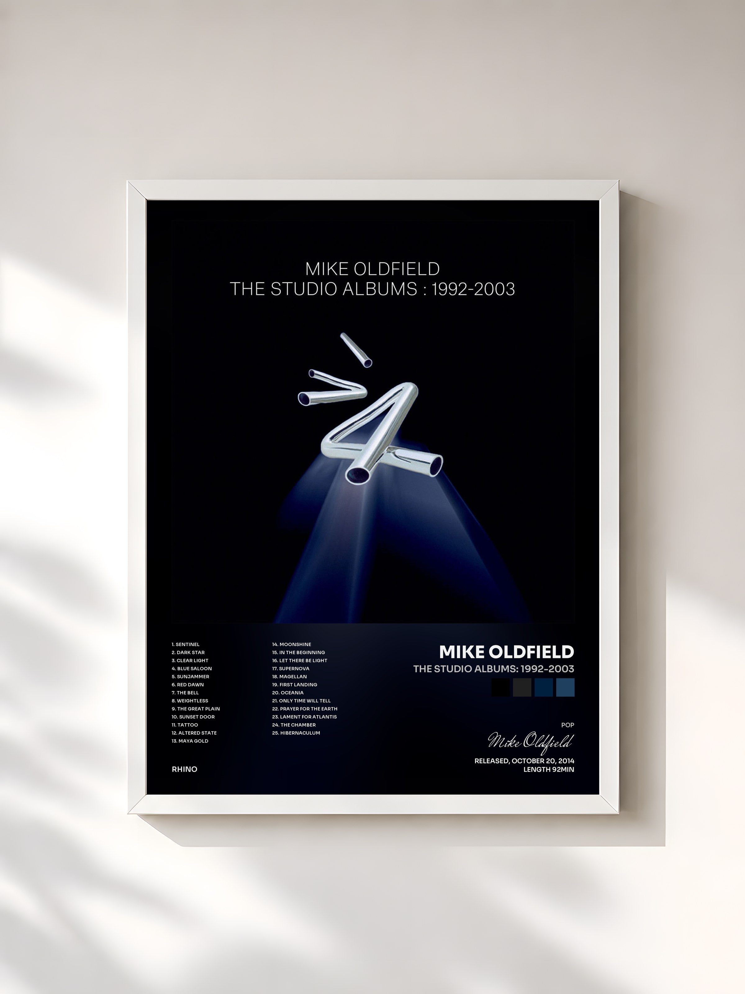 #blanc Tableau de l'album The Studio Albums: 1992-2003 de Mike Oldfield, cadre blanc, imprimé et encadré en France