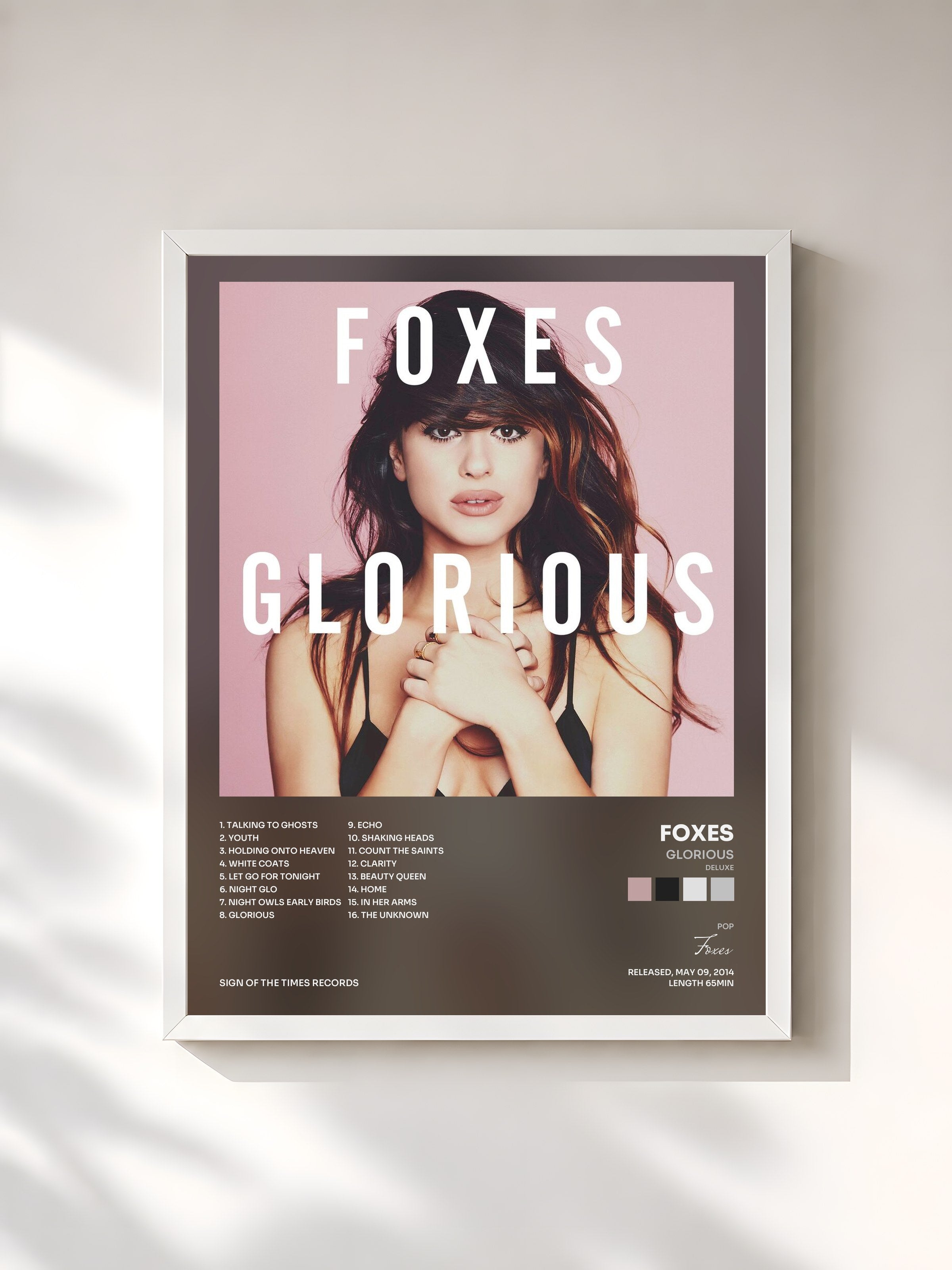 #blanc Tableau de l'album Glorious (Deluxe) de Foxes, cadre blanc, imprimé et encadré en France