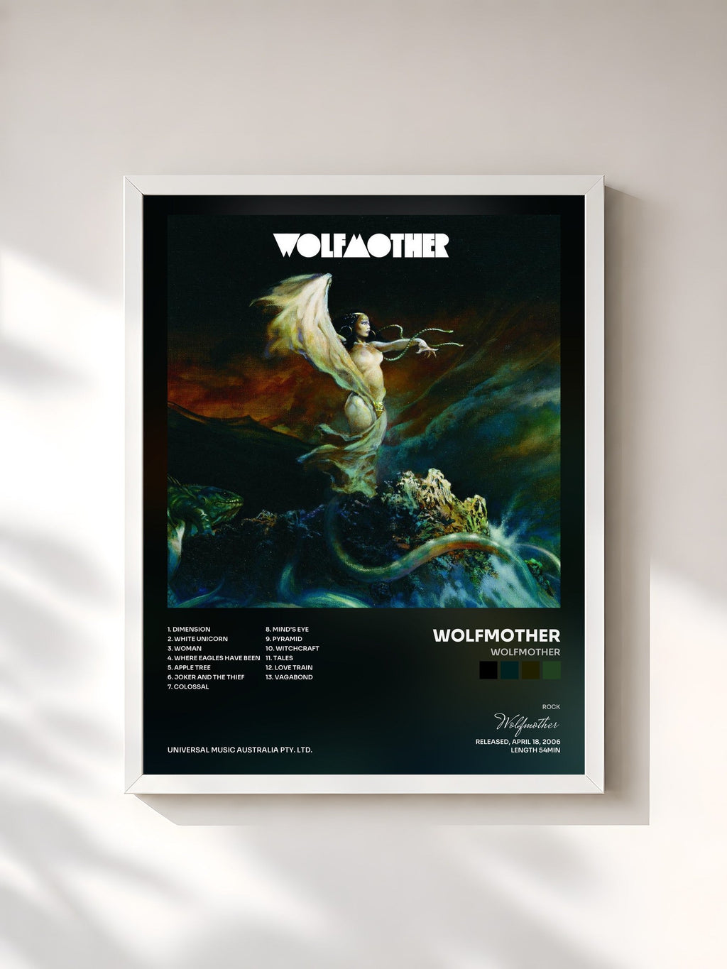 #blanc Tableau de l'album Wolfmother de Wolfmother, cadre blanc, imprimé et encadré en France