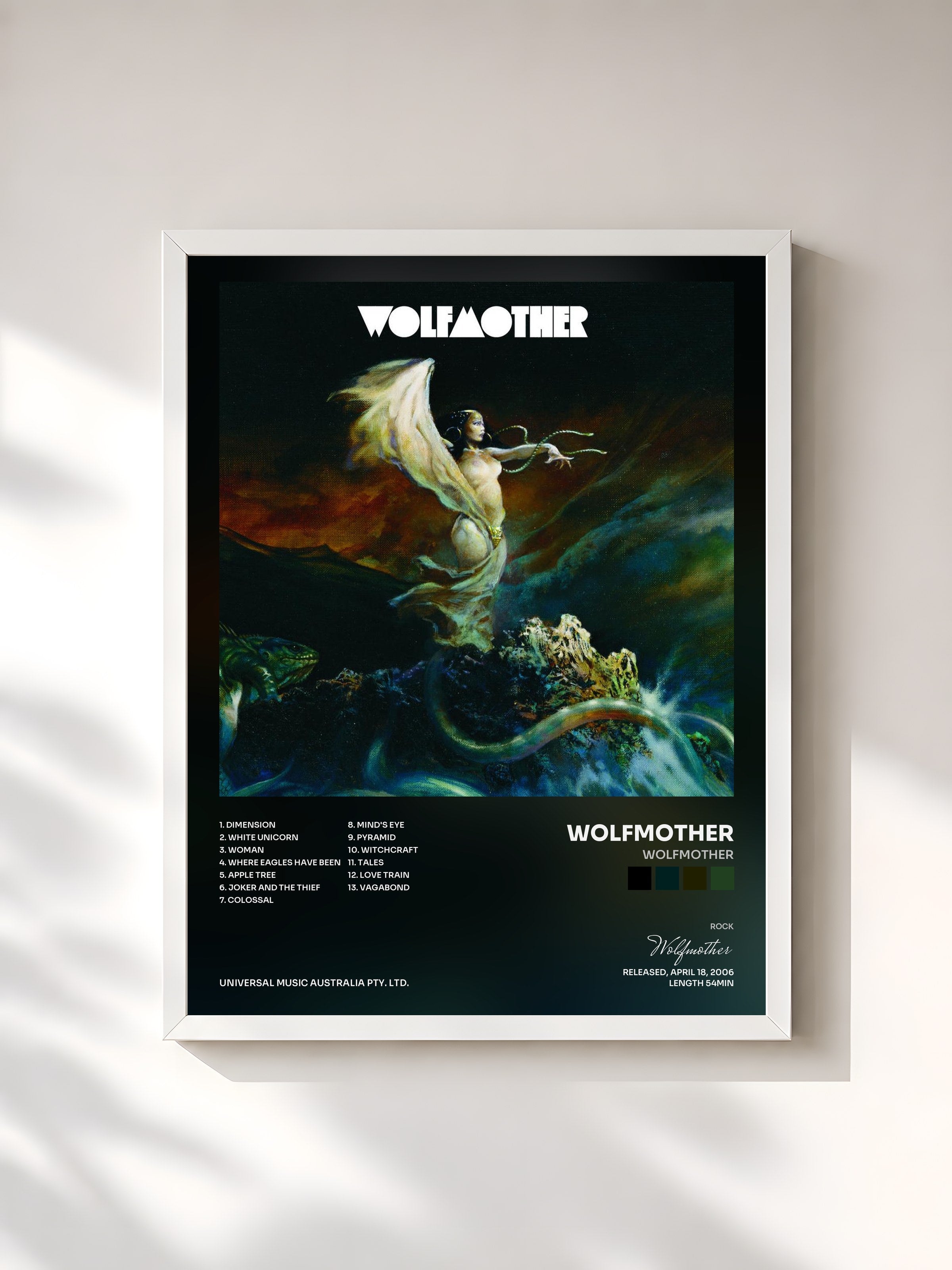 #blanc Tableau de l'album Wolfmother de Wolfmother, cadre blanc, imprimé et encadré en France