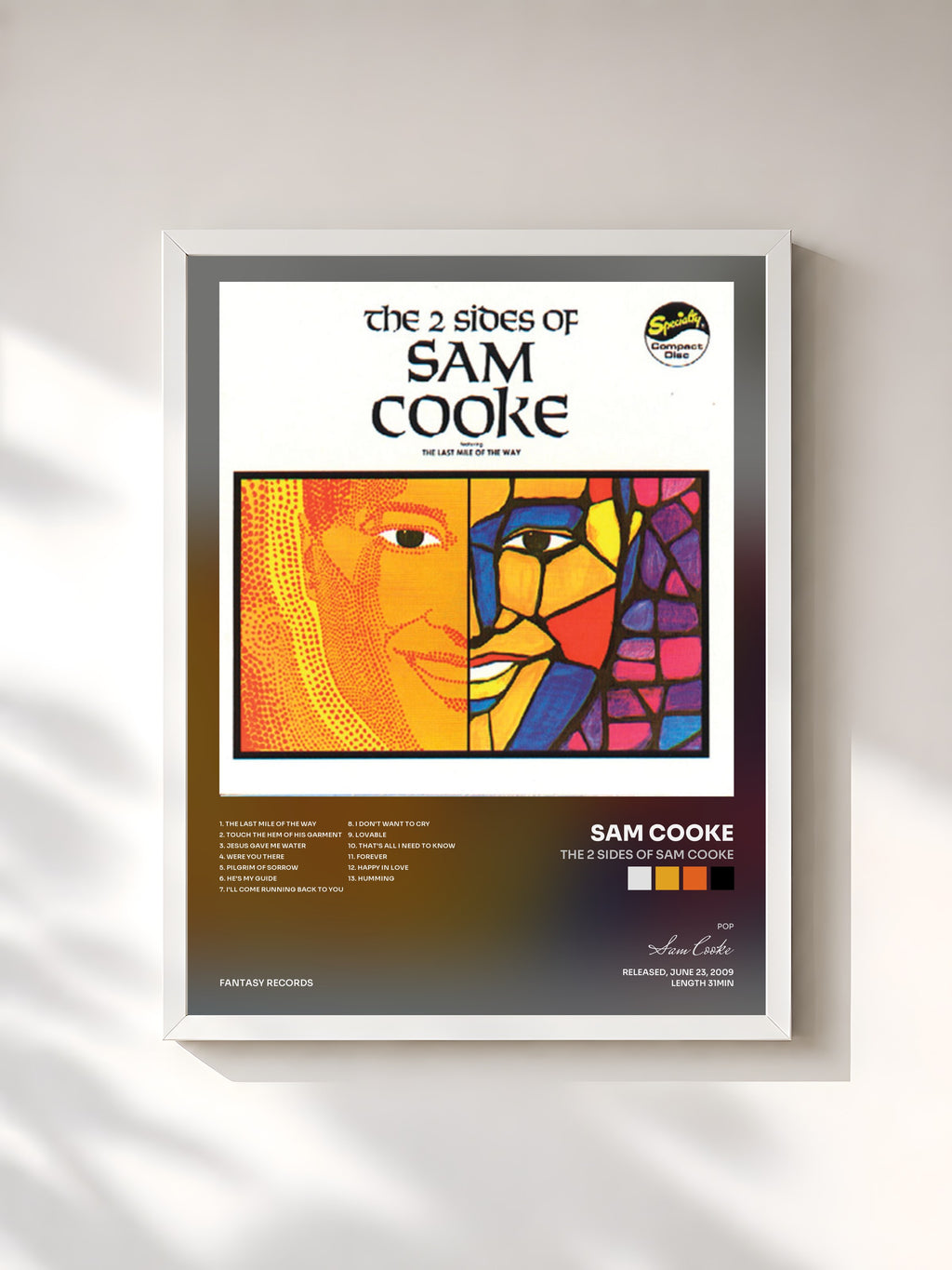 #blanc The 2 Sides Of Sam Cooke by Sam Cooke as a framed art print, white frame, printed and framed in France