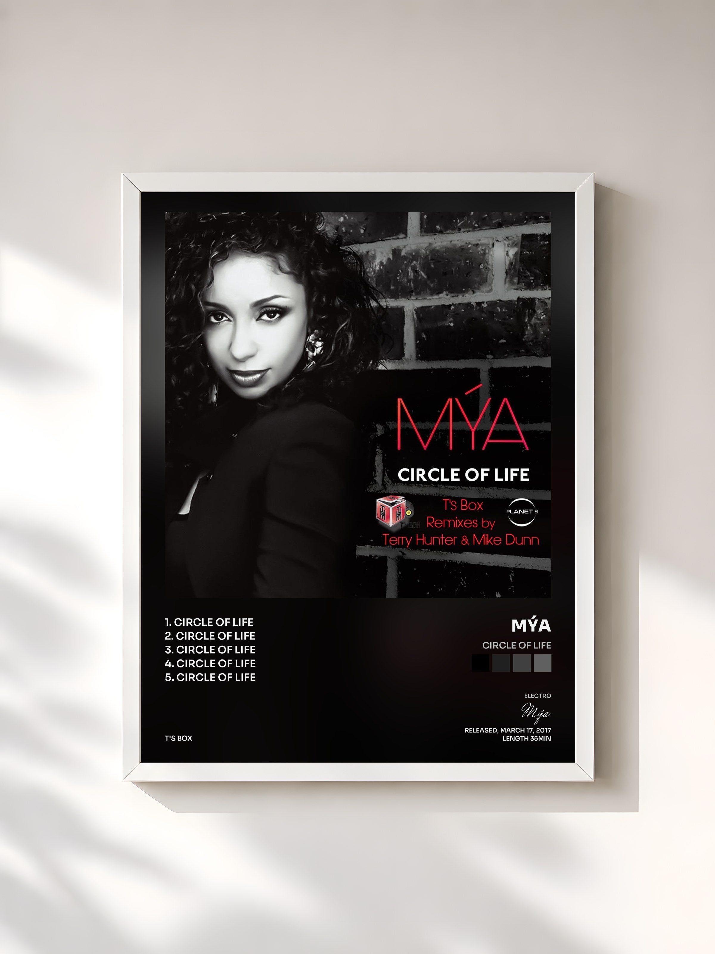 #blanc Tableau de l'album Circle Of Life de Mýa, cadre blanc, imprimé et encadré en France