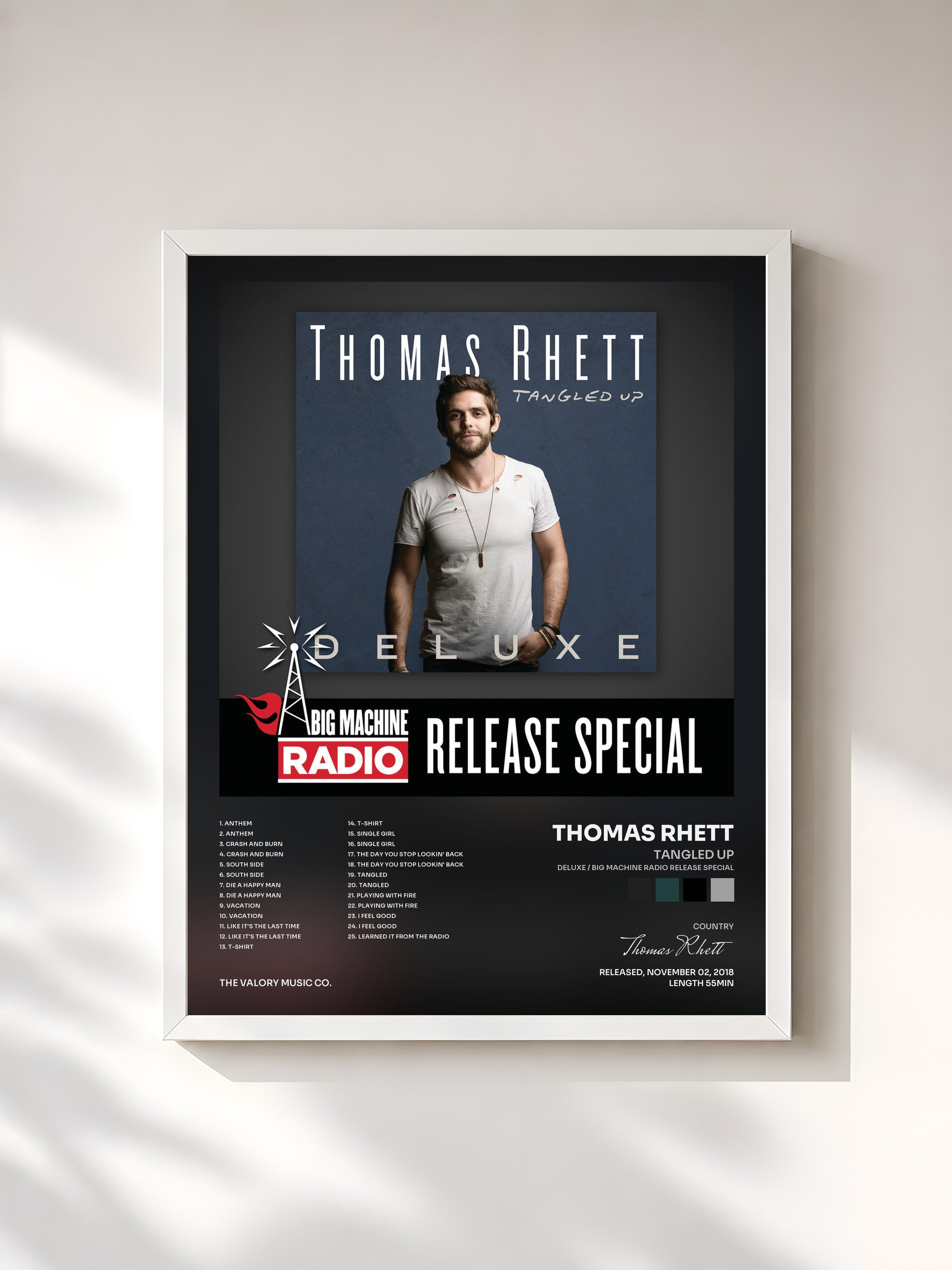 #blanc Tableau de l'album Tangled Up (Deluxe / Big Machine Radio Release Special) de Thomas Rhett, cadre blanc, imprimé et encadré en France