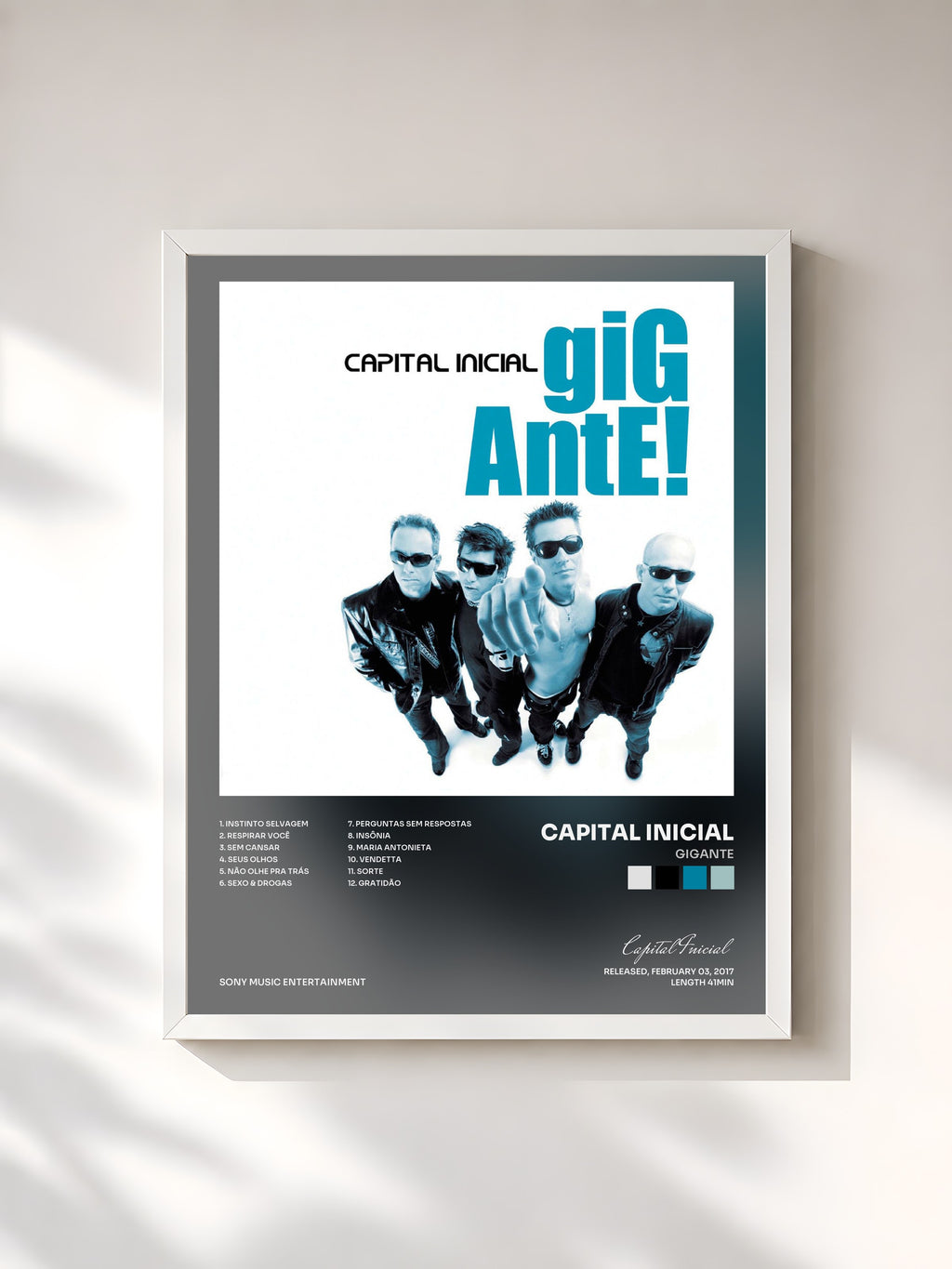 #blanc Tableau de l'album Gigante de Capital Inicial, cadre blanc, imprimé et encadré en France
