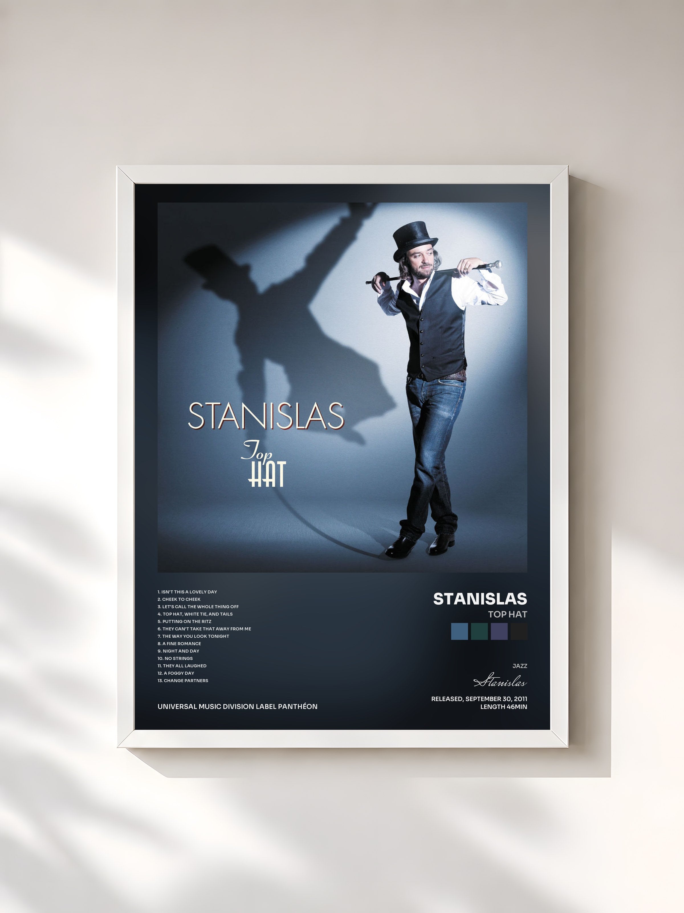 #blanc Tableau de l'album Top Hat de Stanislas, cadre blanc, imprimé et encadré en France